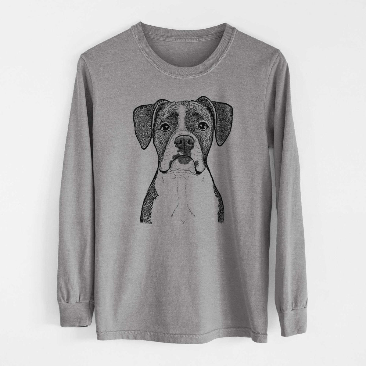 Bare Annie the Boxer - Men's Heavyweight 100% Cotton Long Sleeve