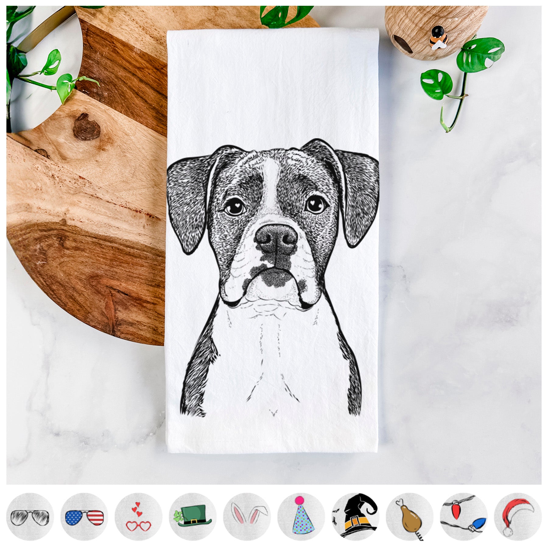 Annie the Boxer Tea Towel