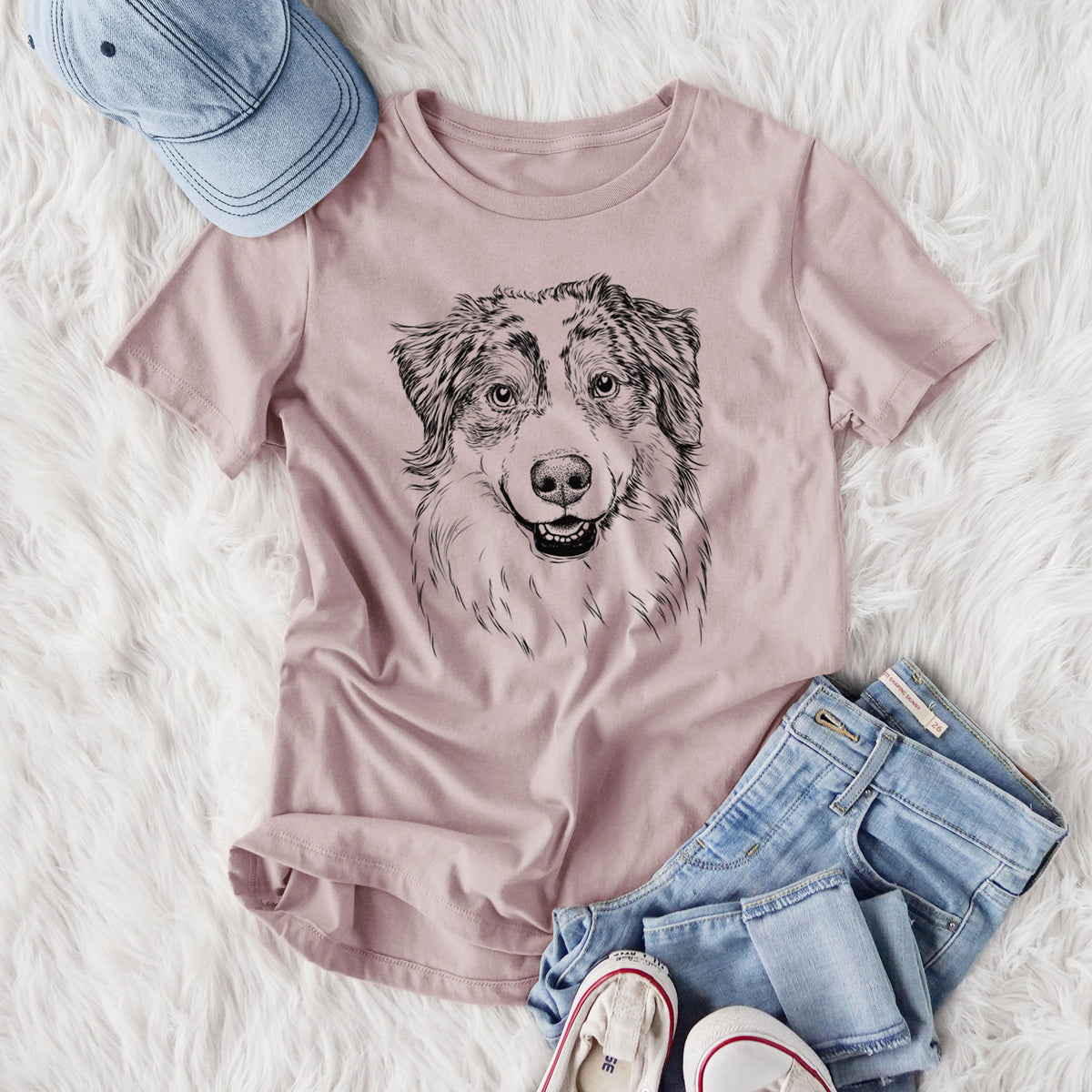 Bare Aonghus the Australian Shepherd - Women's Lightweight Relaxed Fit 100% Cotton Crewneck