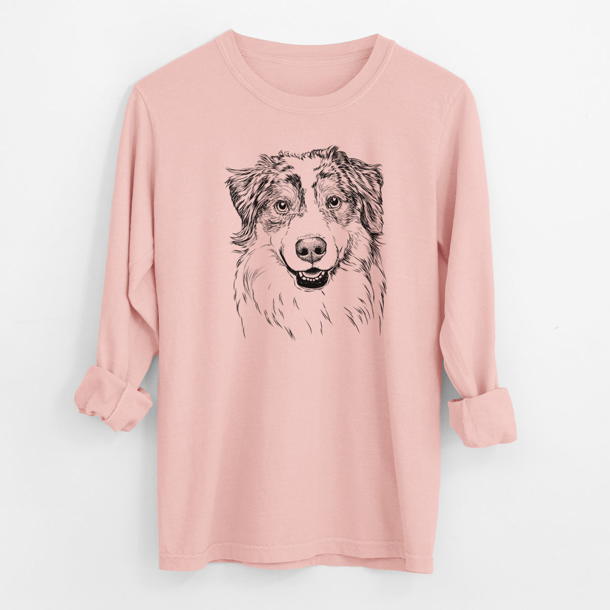 Bare Aonghus the Australian Shepherd - Men's Heavyweight 100% Cotton Long Sleeve