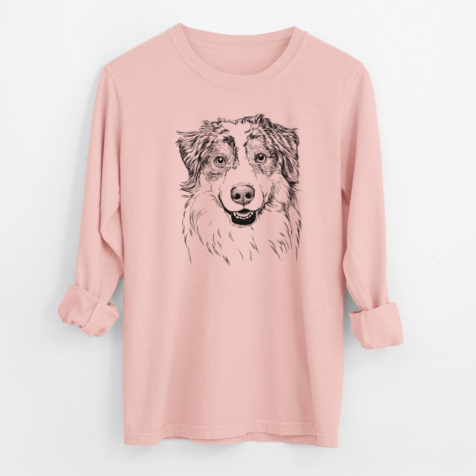 Bare Aonghus the Australian Shepherd - Men's Heavyweight 100% Cotton Long Sleeve