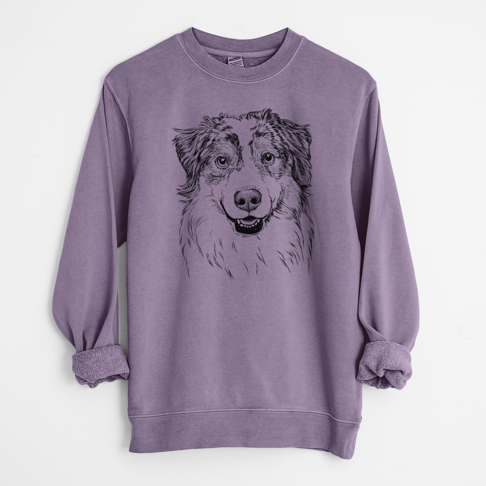 Bare Aonghus the Australian Shepherd - Unisex Pigment Dyed Crew Sweatshirt