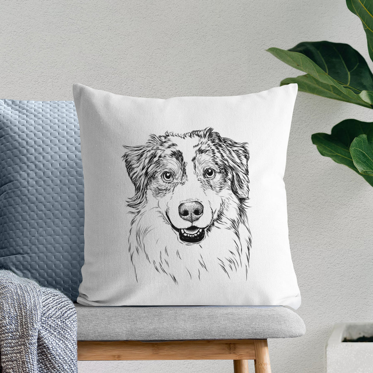 Aonghus the Australian Shepherd - Throw Pillow Cover