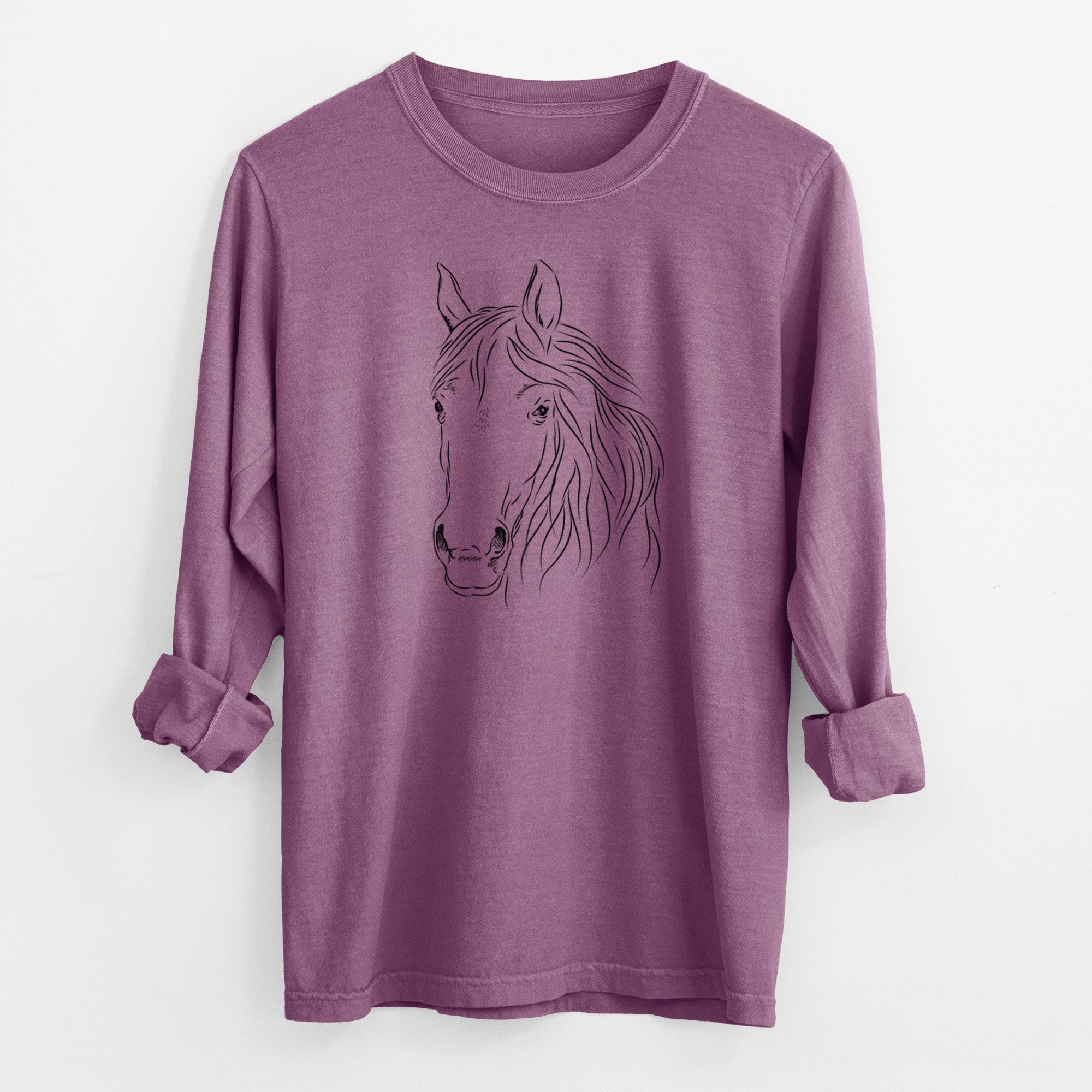 Bare Aria the Horse - Men's Heavyweight 100% Cotton Long Sleeve
