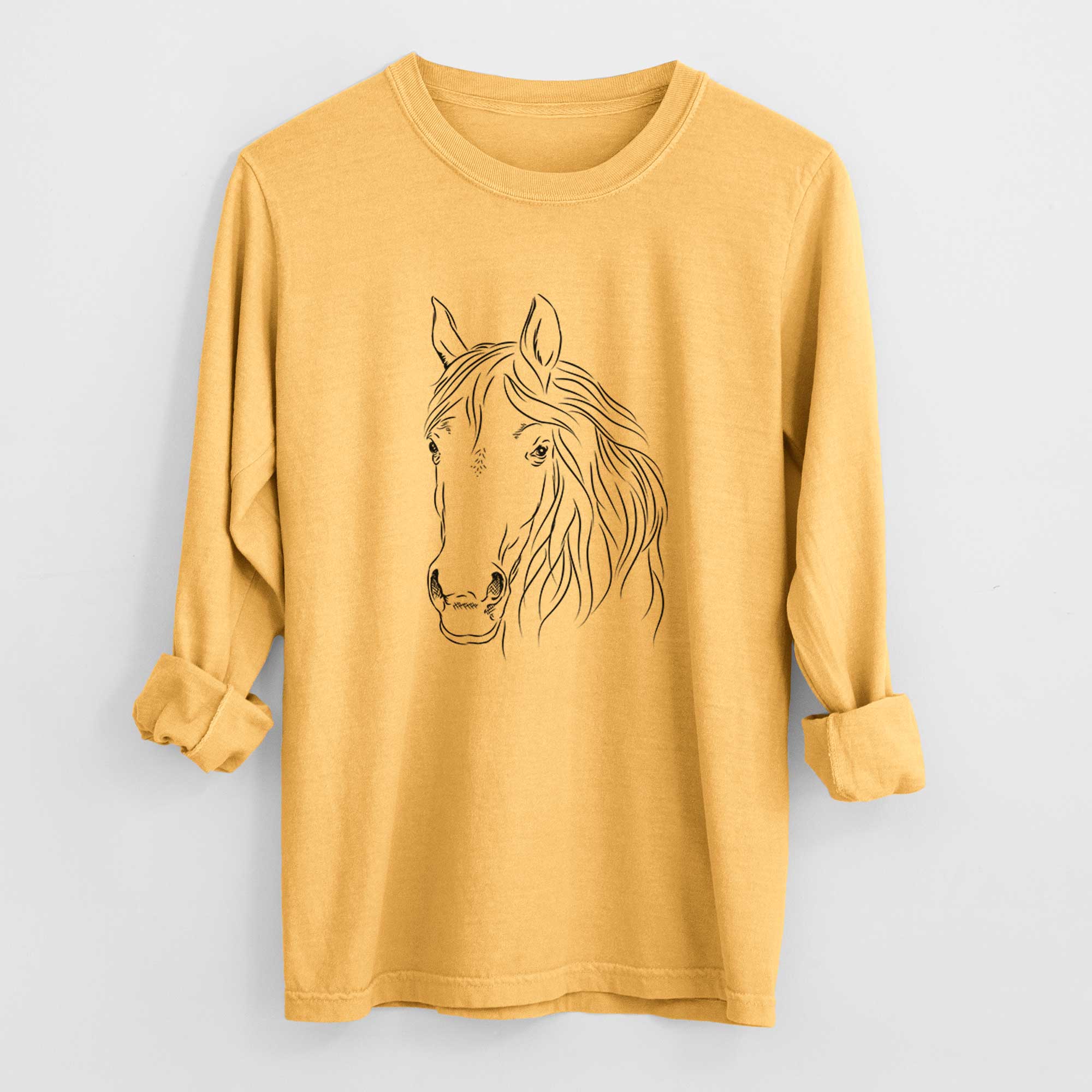 Bare Aria the Horse - Men's Heavyweight 100% Cotton Long Sleeve