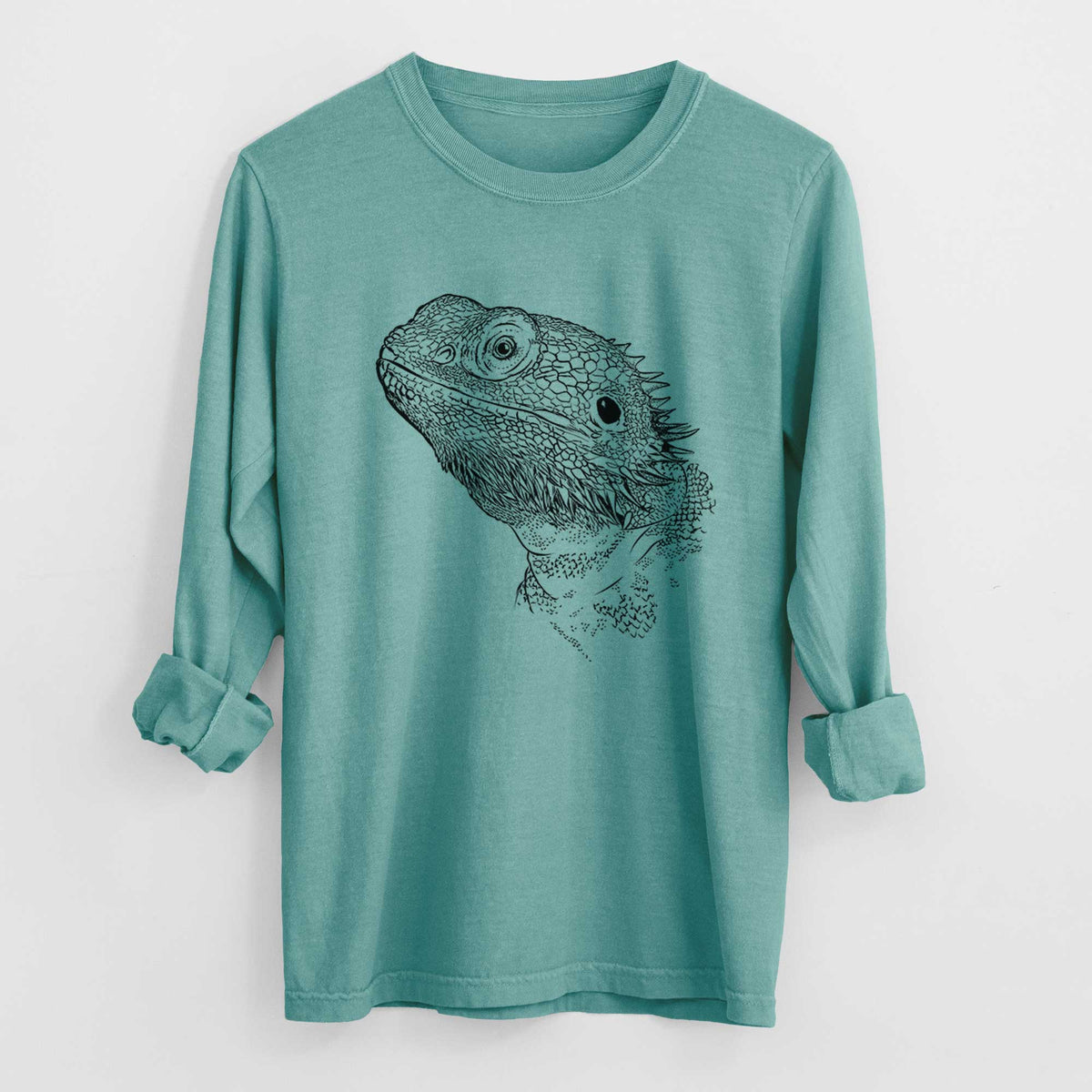 Bare Ash the Bearded Dragon - Men&#39;s Heavyweight 100% Cotton Long Sleeve