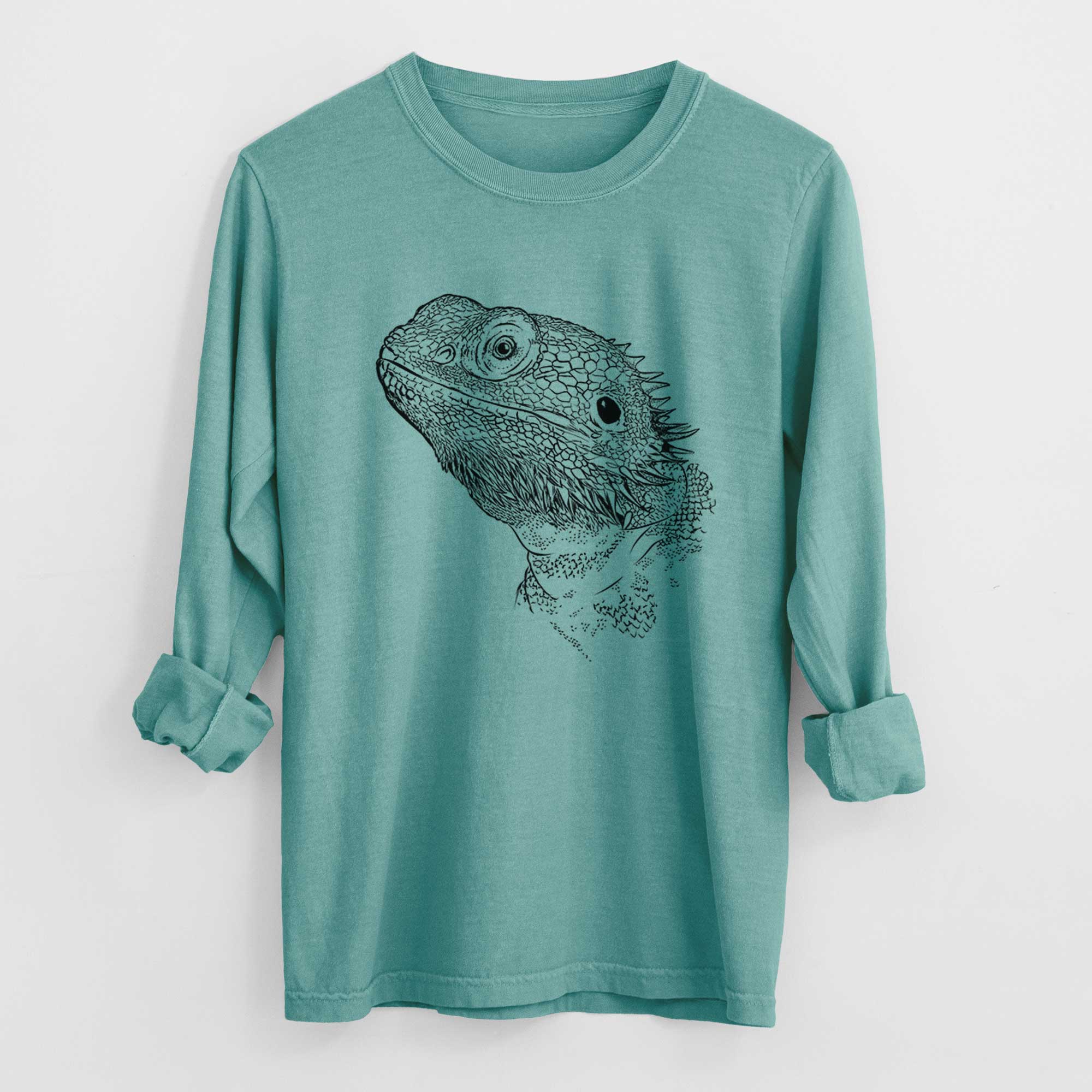 Bare Ash the Bearded Dragon - Men's Heavyweight 100% Cotton Long Sleeve