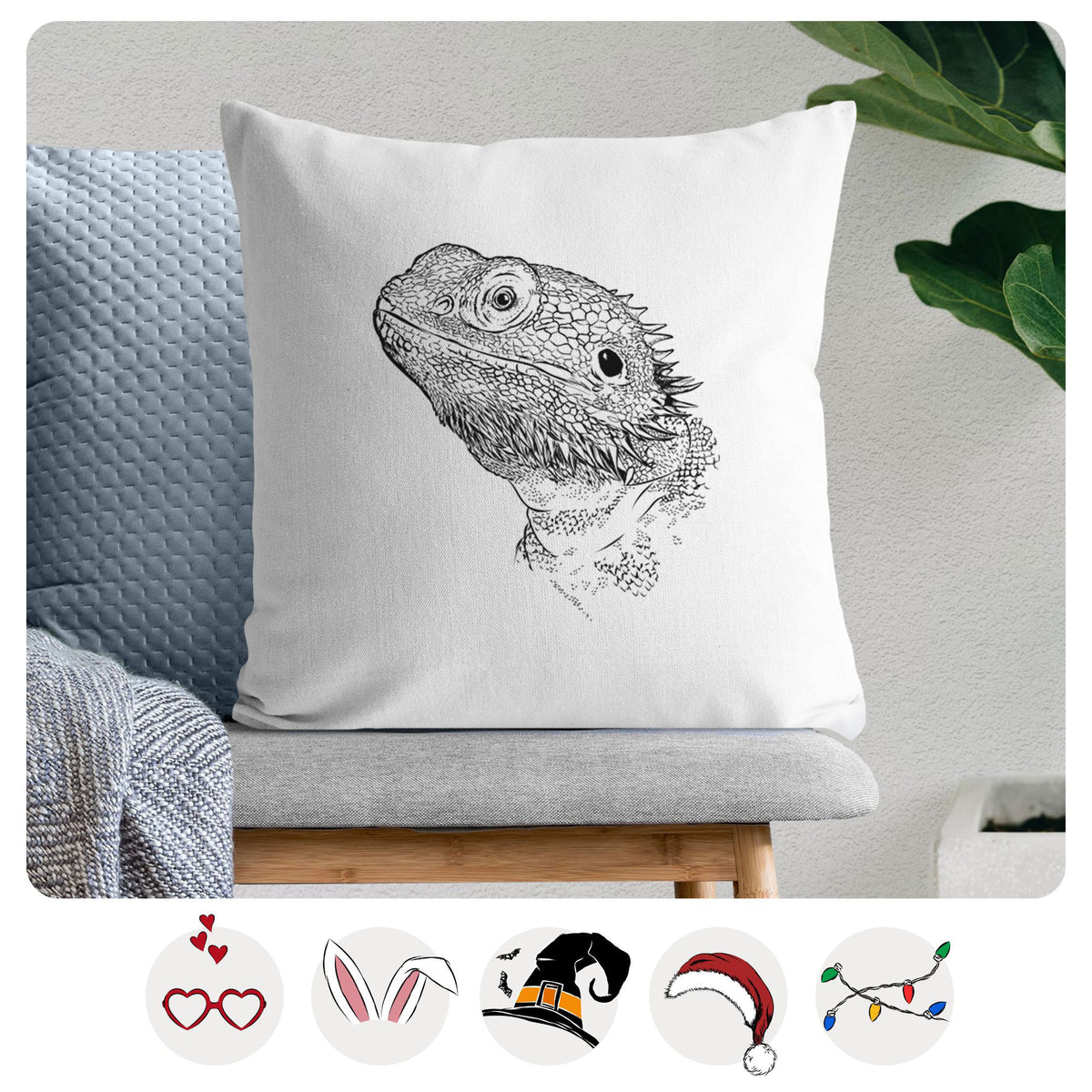 Ash the Bearded Dragon - Throw Pillow Cover