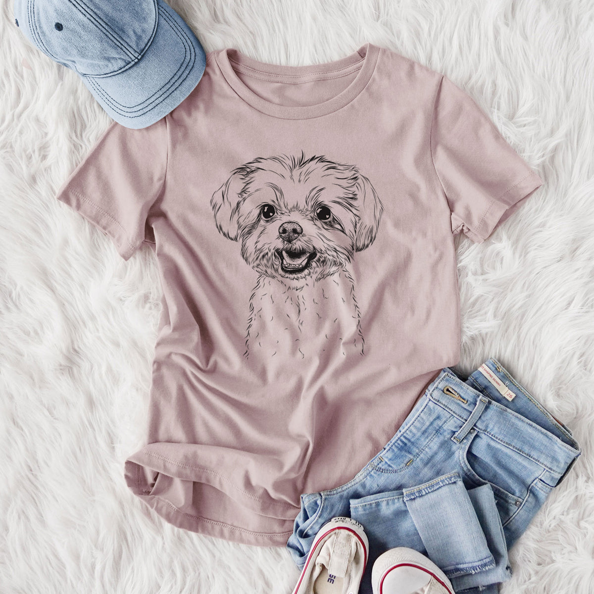 Bare Aspen the Morkie - Women's Lightweight Relaxed Fit 100% Cotton Crewneck