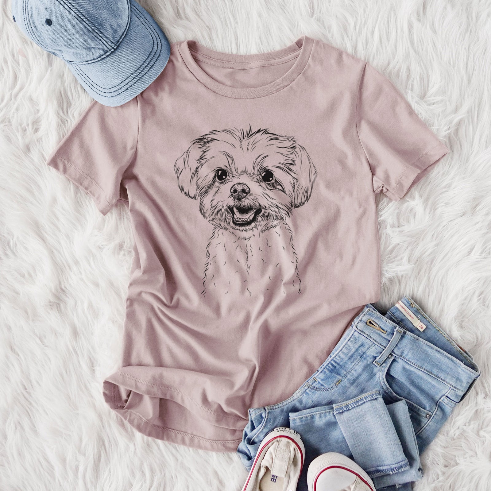 Bare Aspen the Morkie - Women's Lightweight Relaxed Fit 100% Cotton Crewneck