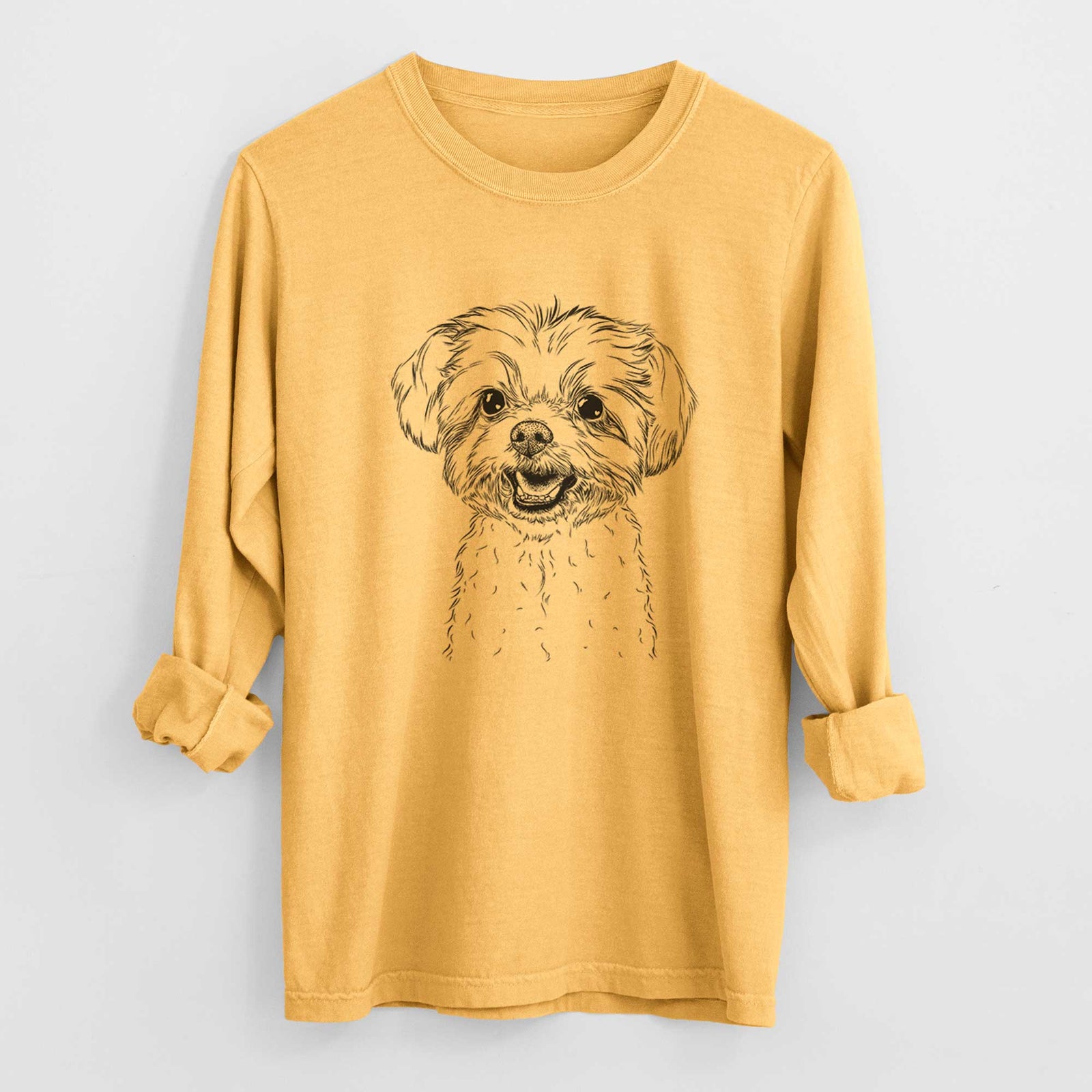 Bare Aspen the Morkie - Men's Heavyweight 100% Cotton Long Sleeve