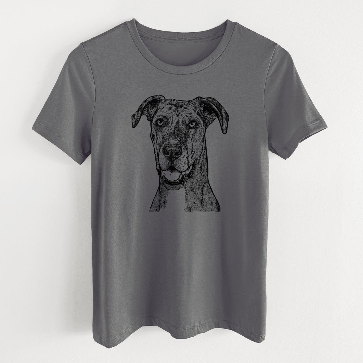 Bare Athena the Merle Great Dane - Women's Lightweight Relaxed Fit 100% Cotton Crewneck