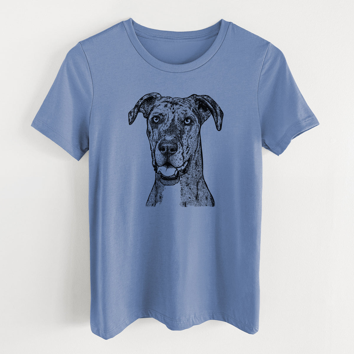 Bare Athena the Merle Great Dane - Women's Lightweight Relaxed Fit 100% Cotton Crewneck