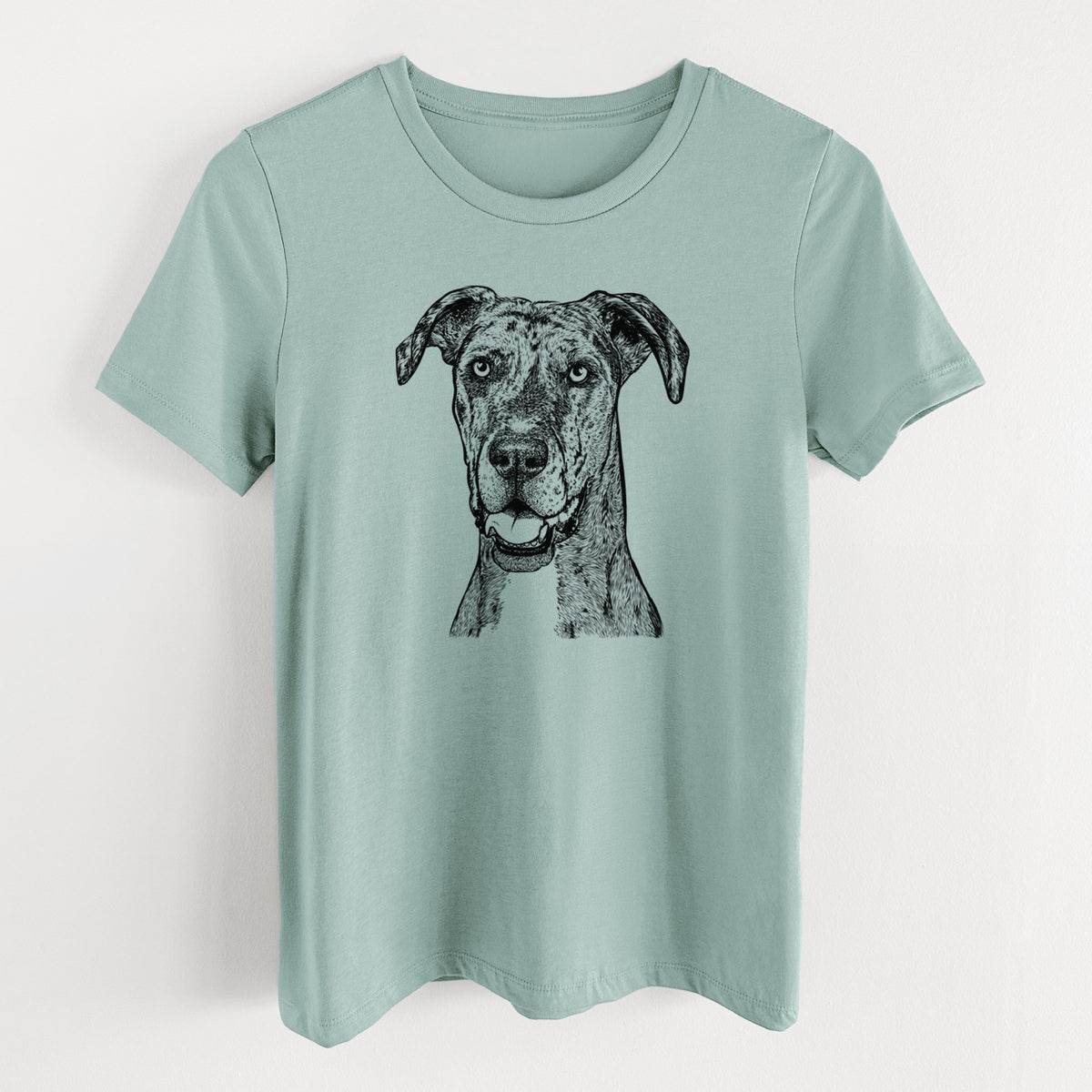 Bare Athena the Merle Great Dane - Women's Lightweight Relaxed Fit 100% Cotton Crewneck