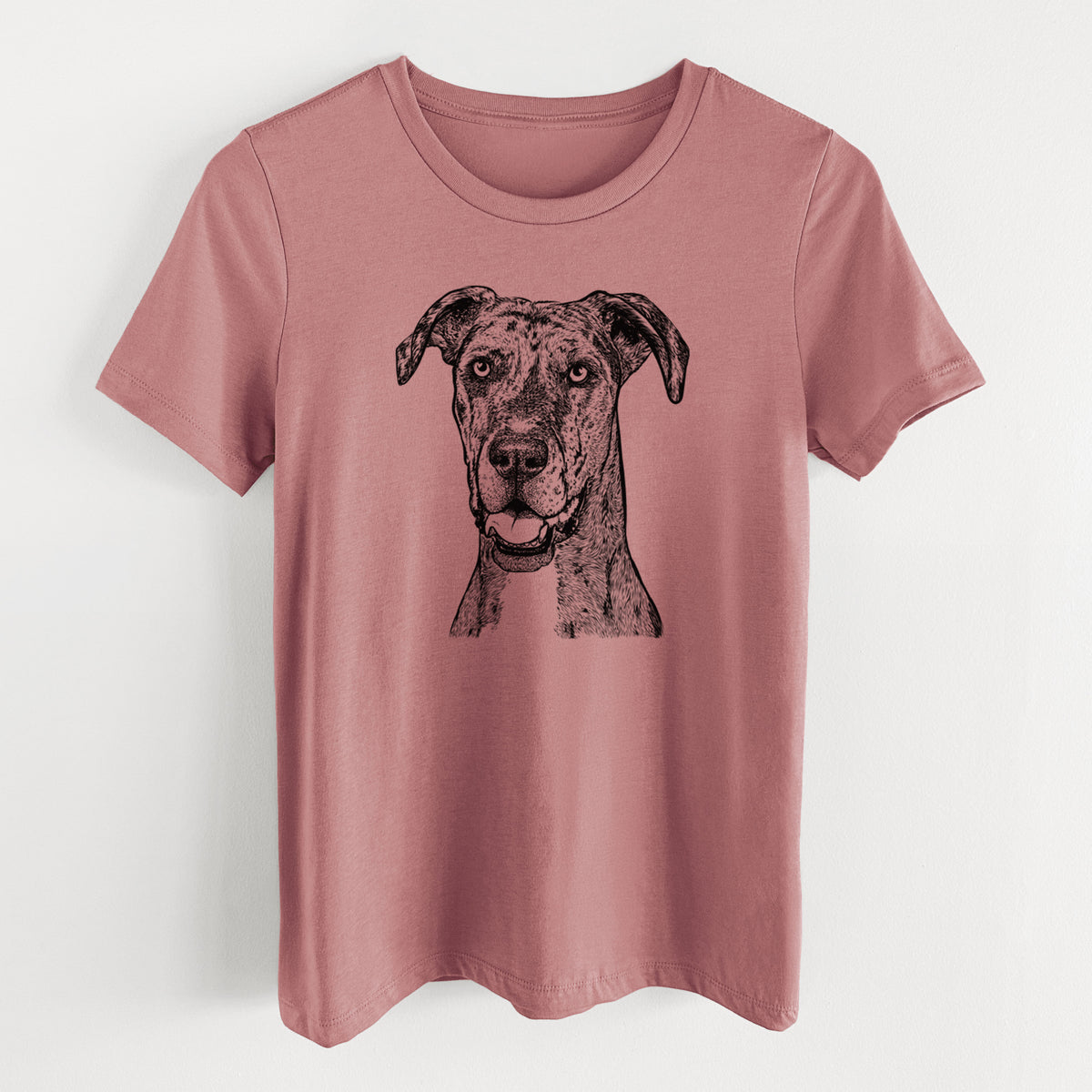 Bare Athena the Merle Great Dane - Women's Lightweight Relaxed Fit 100% Cotton Crewneck