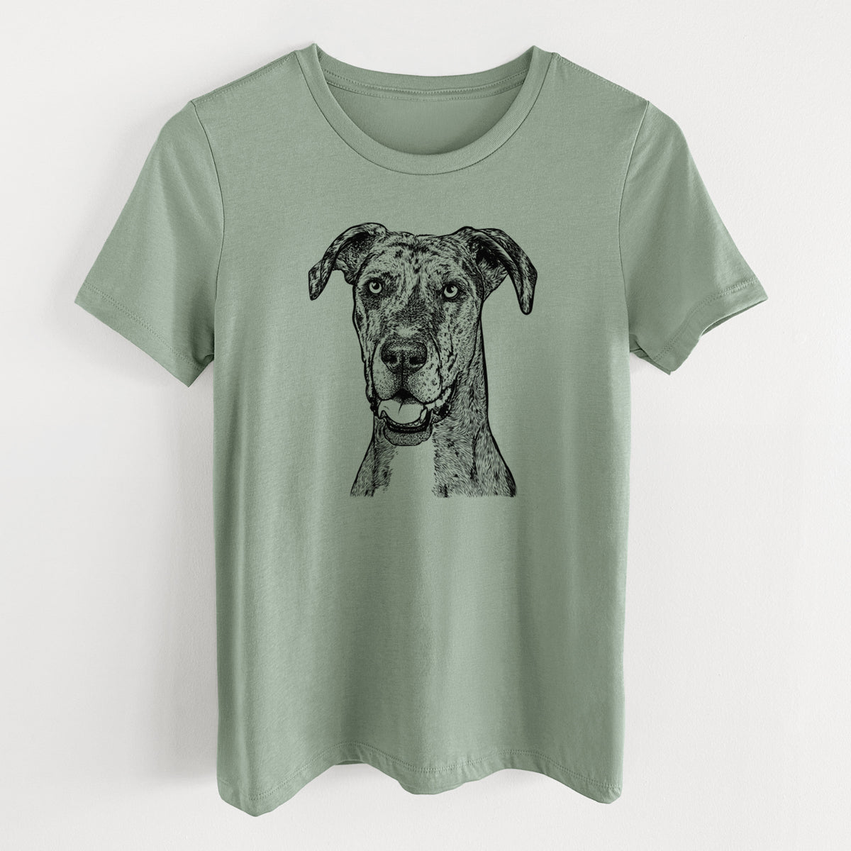 Bare Athena the Merle Great Dane - Women's Lightweight Relaxed Fit 100% Cotton Crewneck