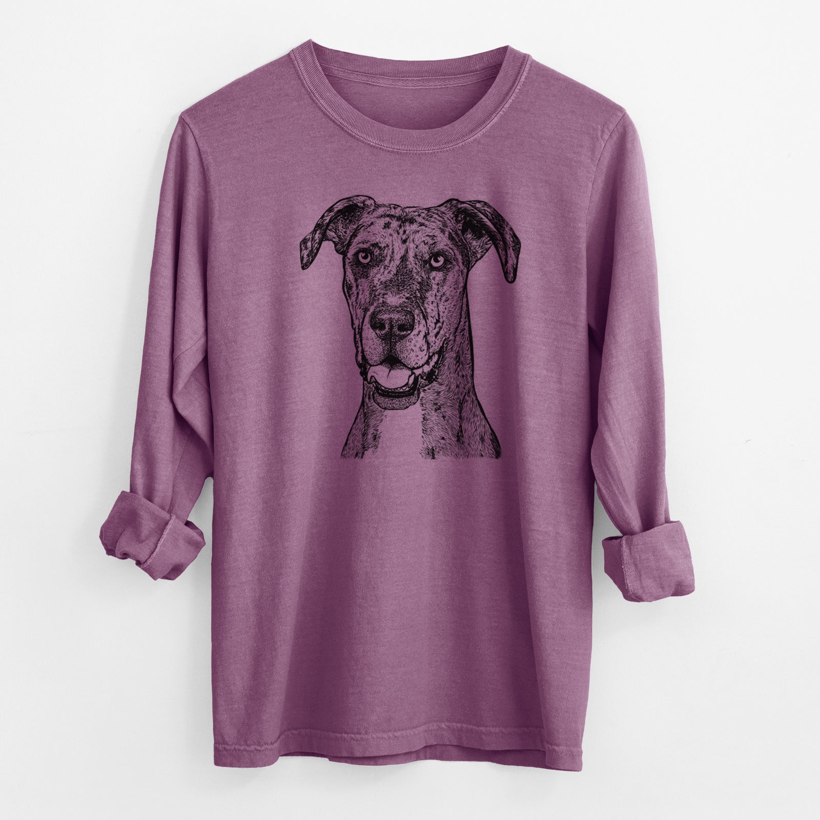 Bare Athena the Merle Great Dane - Men's Heavyweight 100% Cotton Long Sleeve