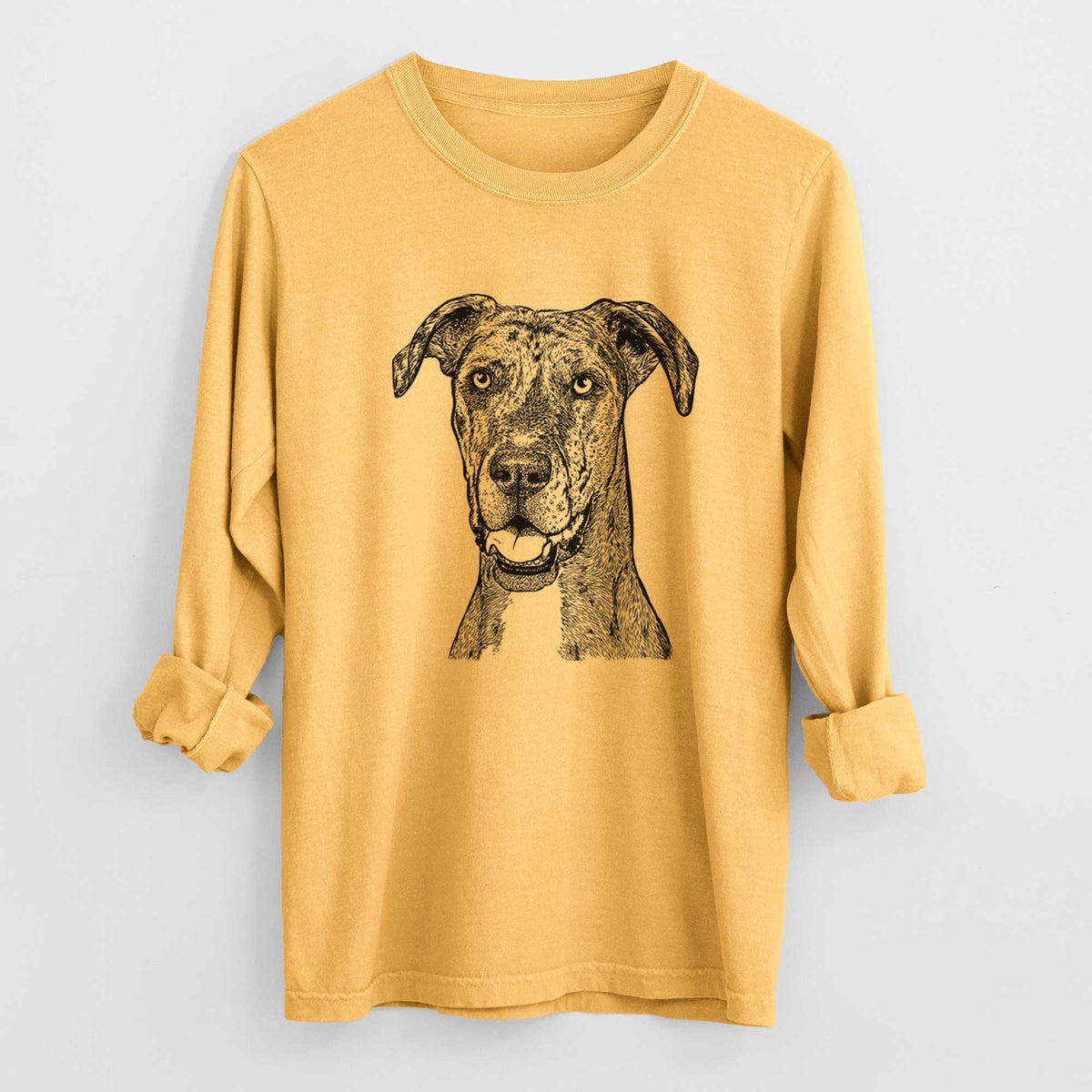 Bare Athena the Merle Great Dane - Men's Heavyweight 100% Cotton Long Sleeve