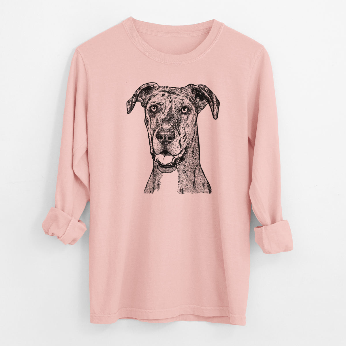 Bare Athena the Merle Great Dane - Men's Heavyweight 100% Cotton Long Sleeve