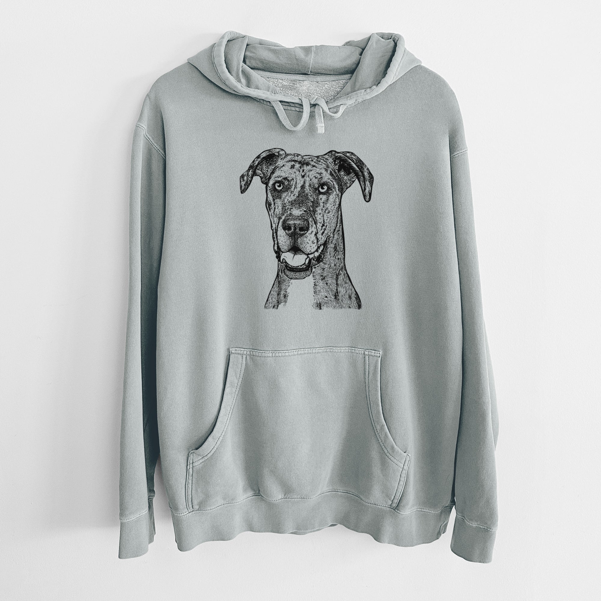 Bare Athena the Merle Great Dane - Unisex Pigment Dyed Hoodie