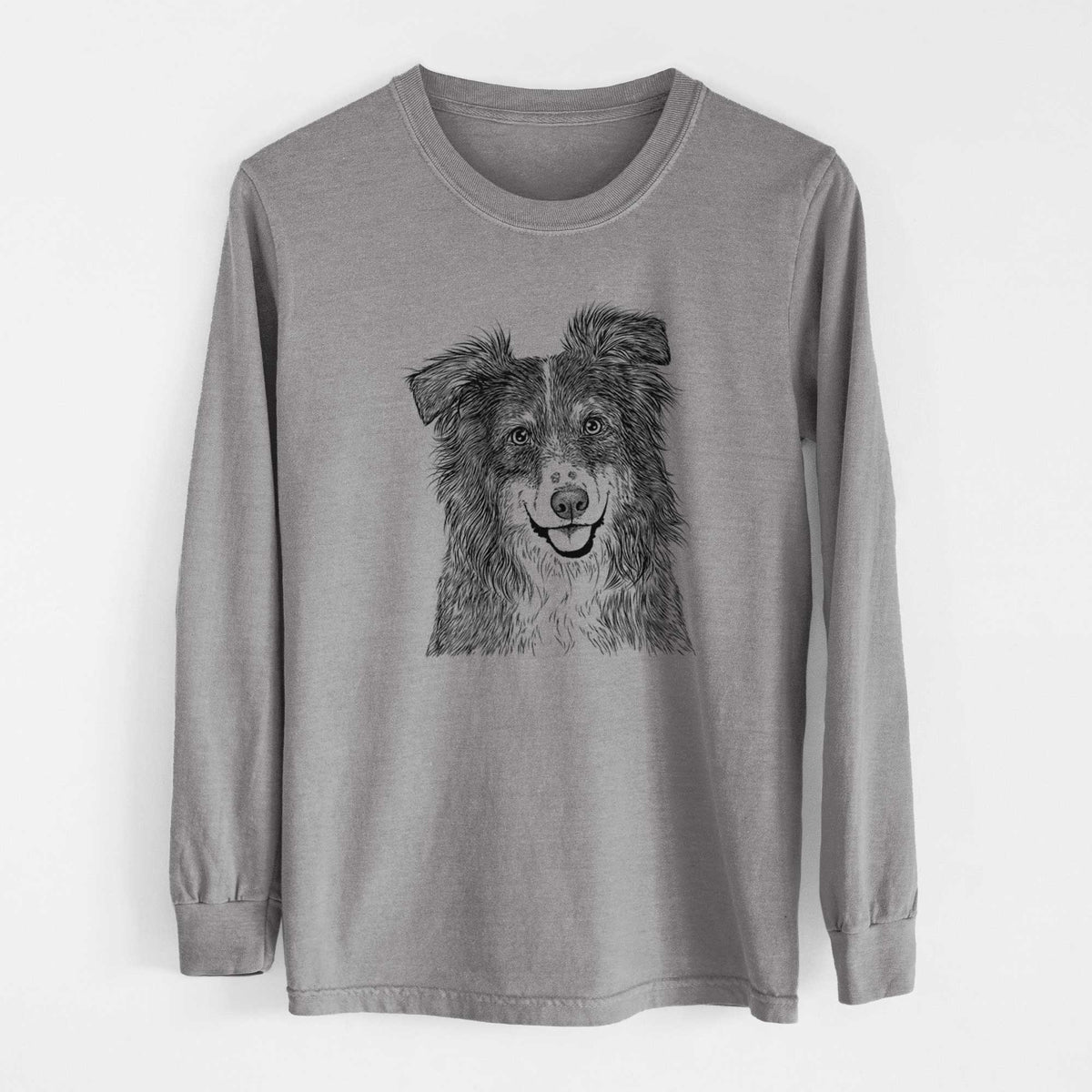 Bare Aushe the Australian Shepherd - Men's Heavyweight 100% Cotton Long Sleeve