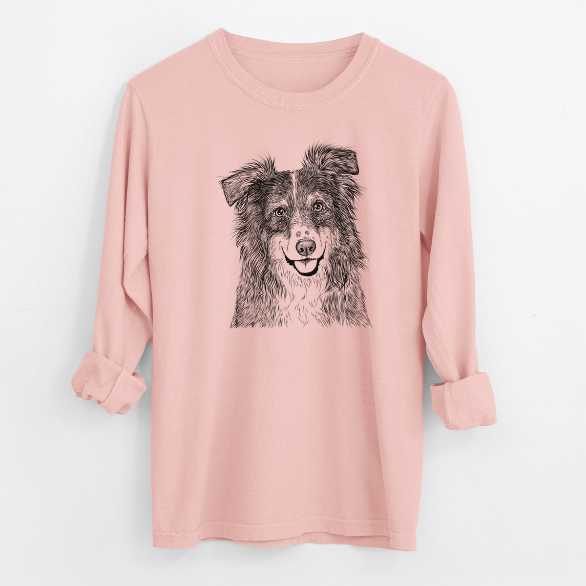 Bare Aushe the Australian Shepherd - Men's Heavyweight 100% Cotton Long Sleeve