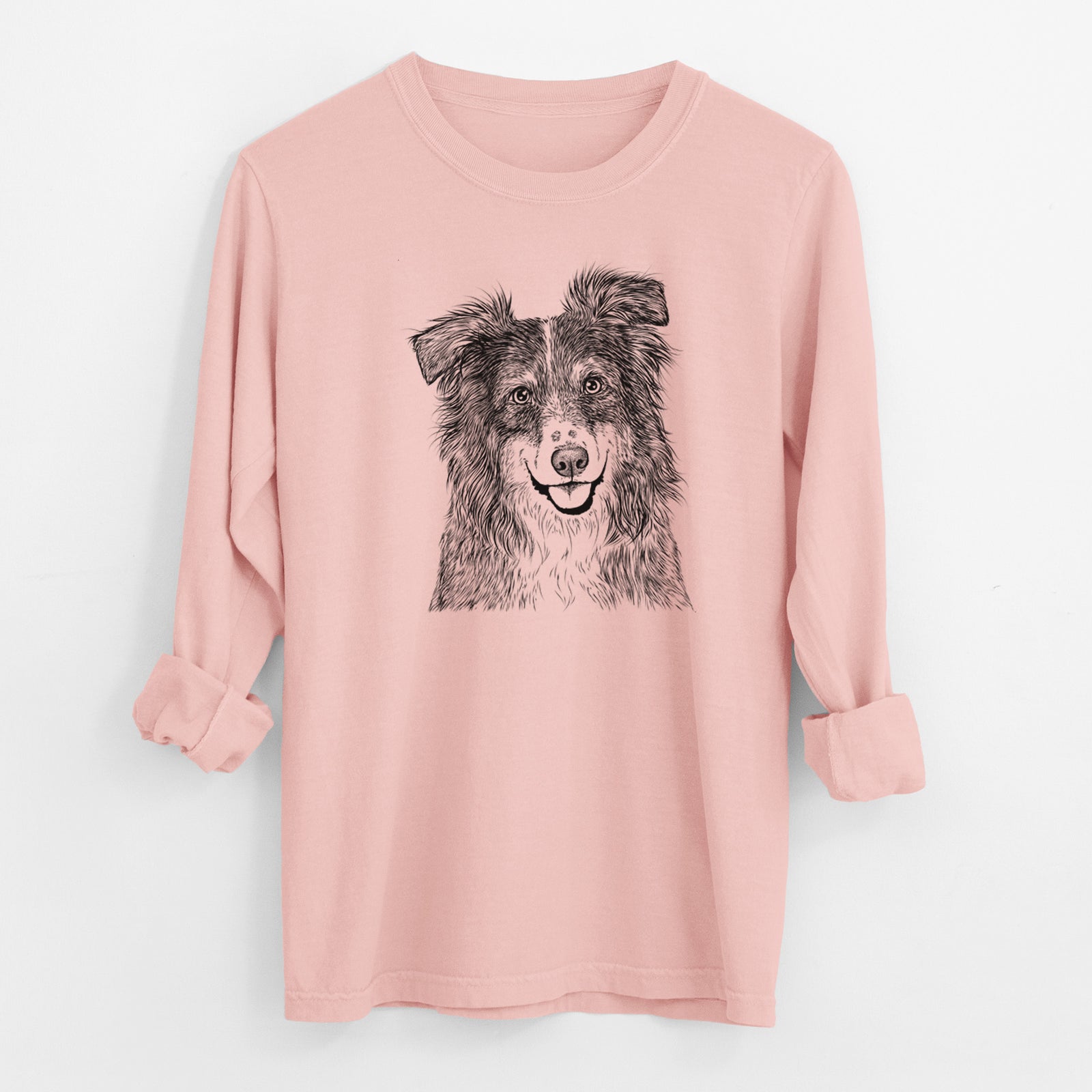 Bare Aushe the Australian Shepherd - Men's Heavyweight 100% Cotton Long Sleeve