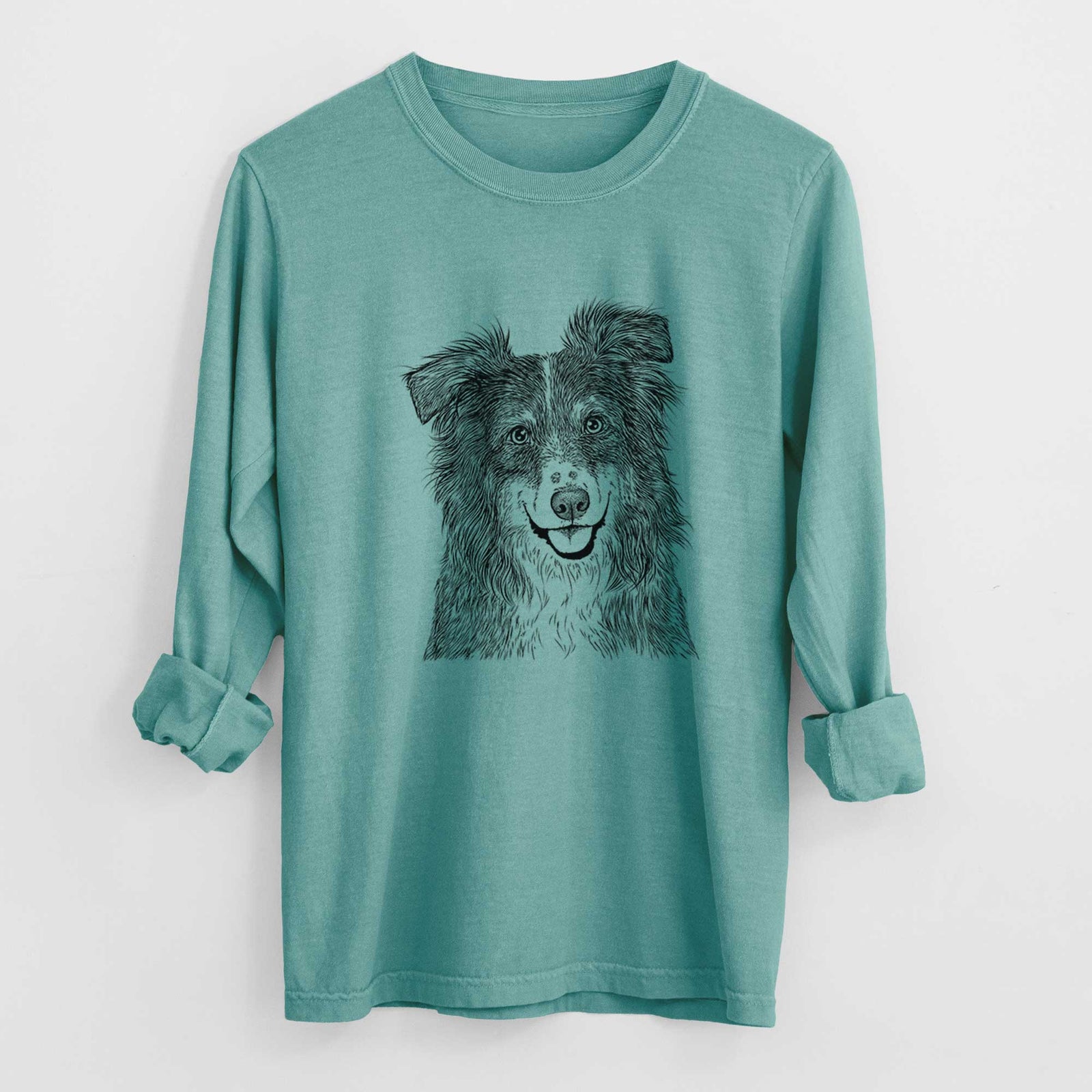Bare Aushe the Australian Shepherd - Men's Heavyweight 100% Cotton Long Sleeve