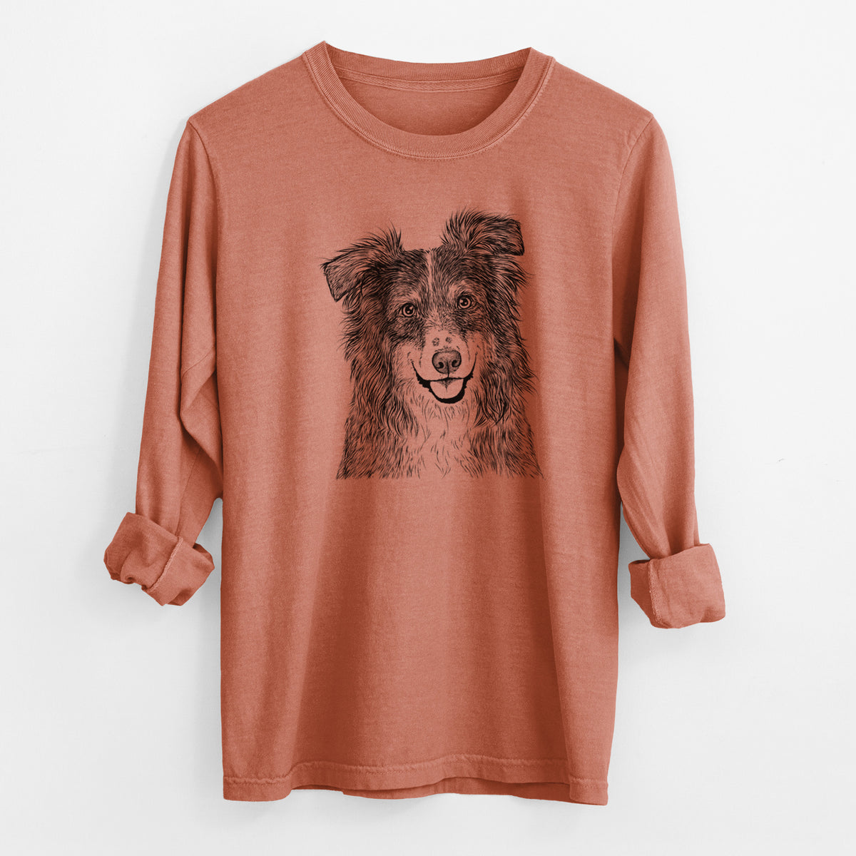 Bare Aushe the Australian Shepherd - Men's Heavyweight 100% Cotton Long Sleeve