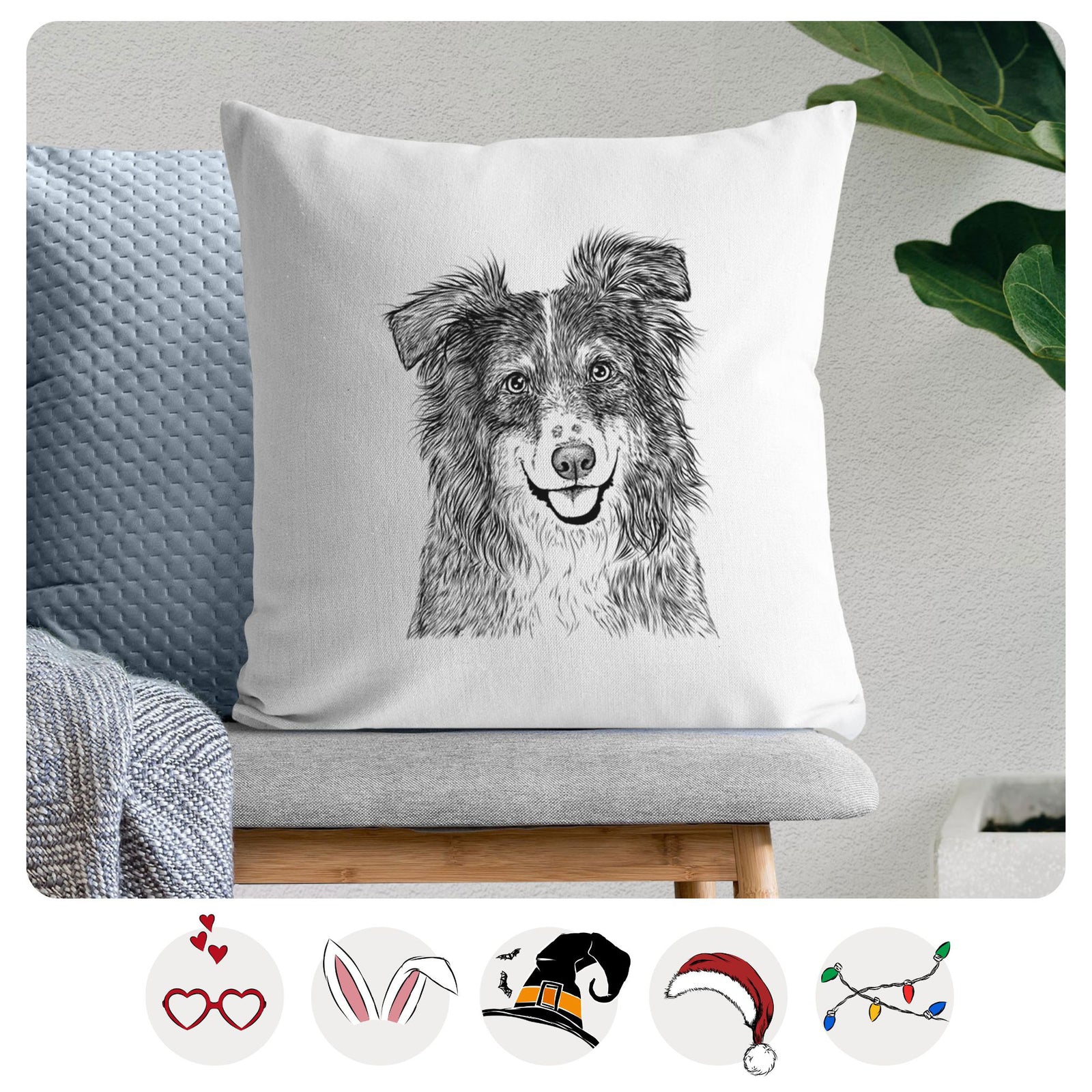 Aushe the Australian Shepherd - Throw Pillow Cover