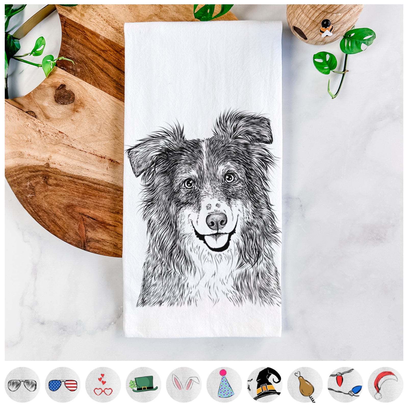 Aushe the Australian Shepherd Tea Towel