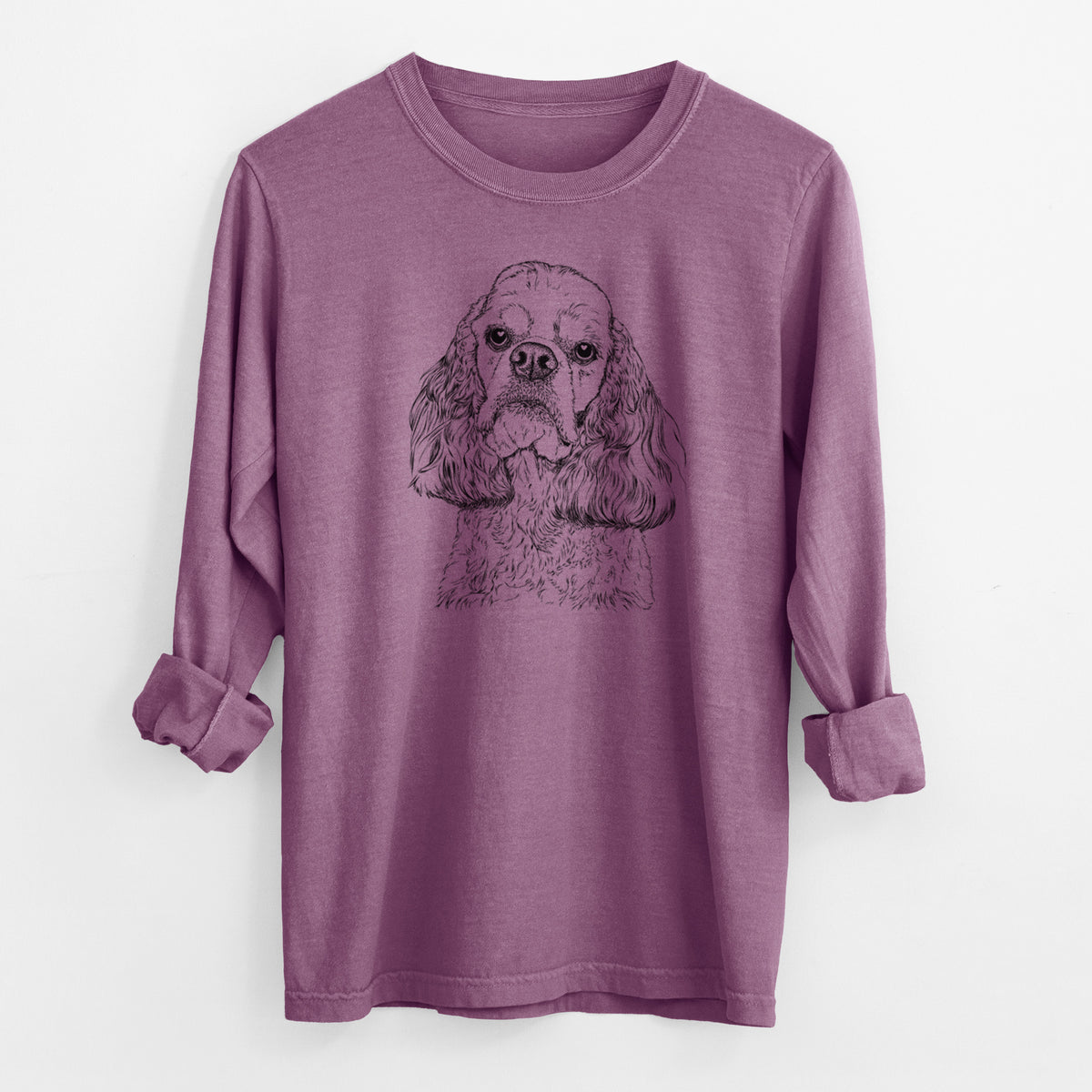 Bare Bailey the American Cocker Spaniel - Men's Heavyweight 100% Cotton Long Sleeve