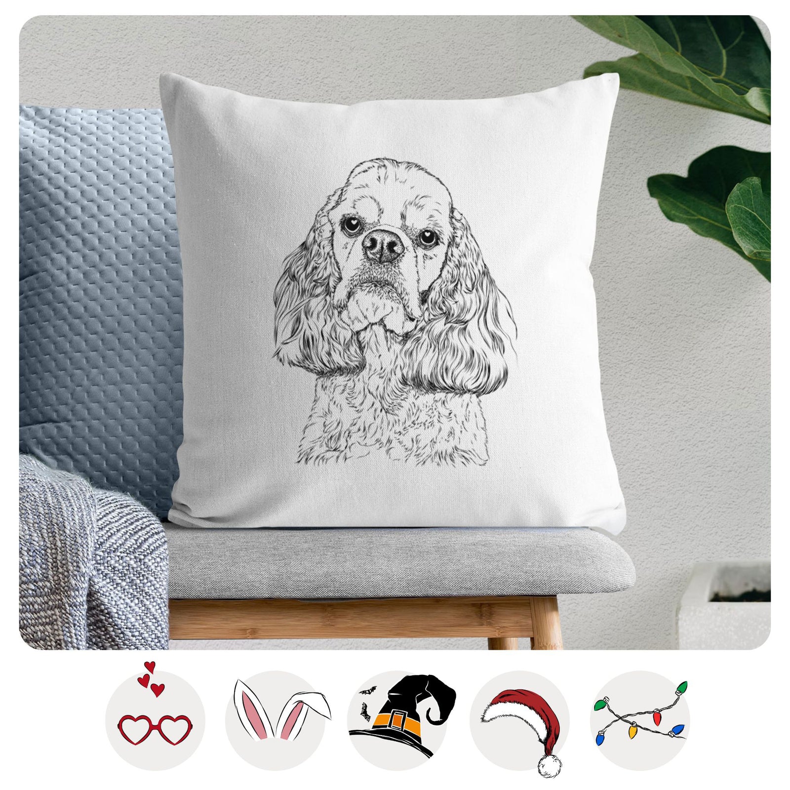 Bailey the American Cocker Spaniel - Throw Pillow Cover