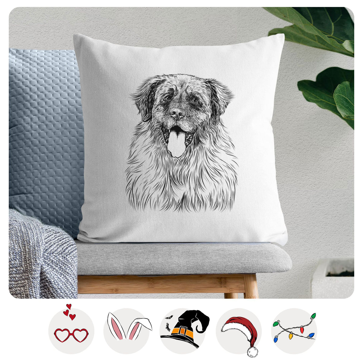 Bamboo the Leonberger - Throw Pillow Cover