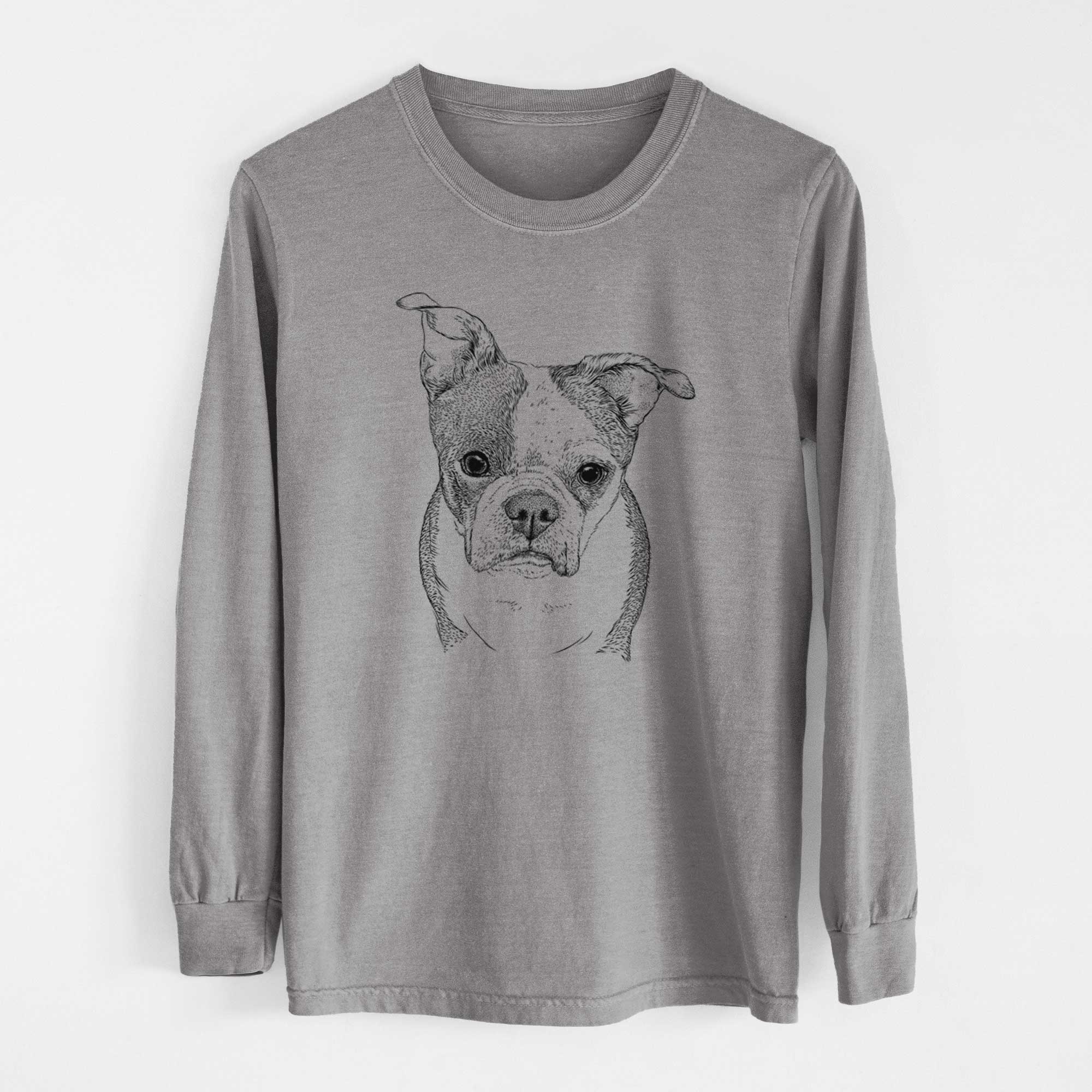 Bare Bandit the Boston Terrier - Men's Heavyweight 100% Cotton Long Sleeve