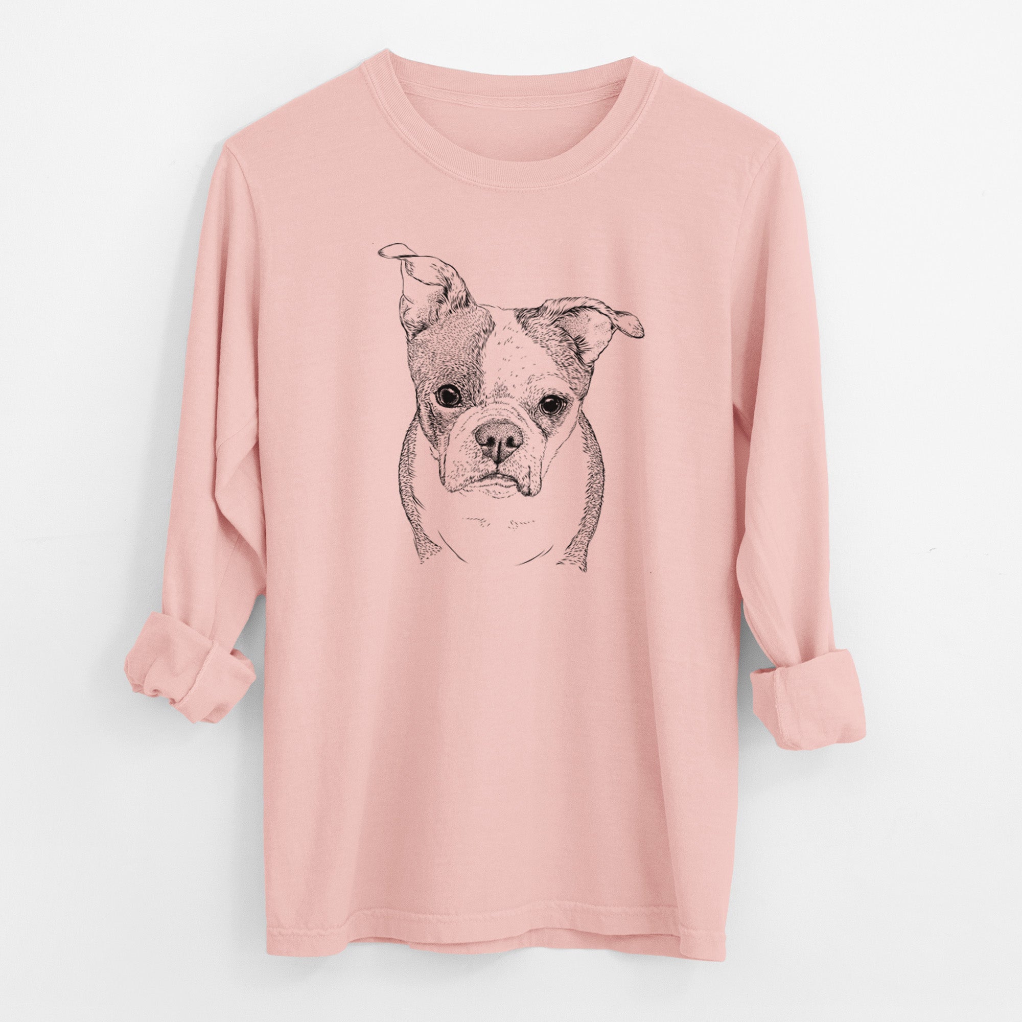 Bare Bandit the Boston Terrier - Men's Heavyweight 100% Cotton Long Sleeve