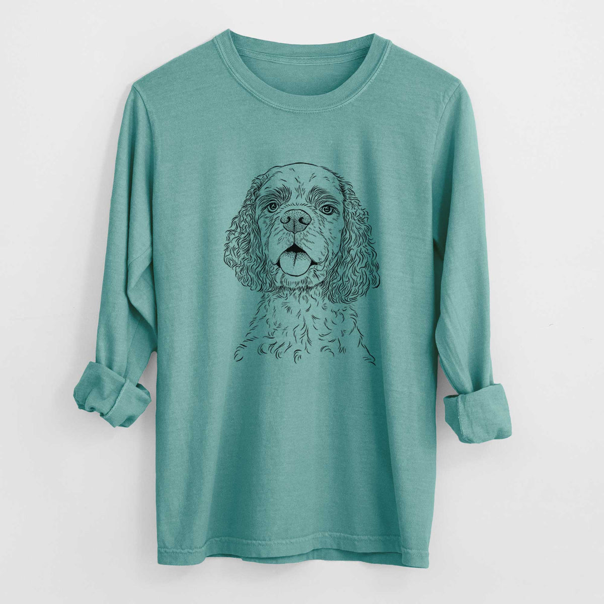 Bare Baxter the American Cocker Spaniel - Men&#39;s Heavyweight 100% Cotton Long Sleeve