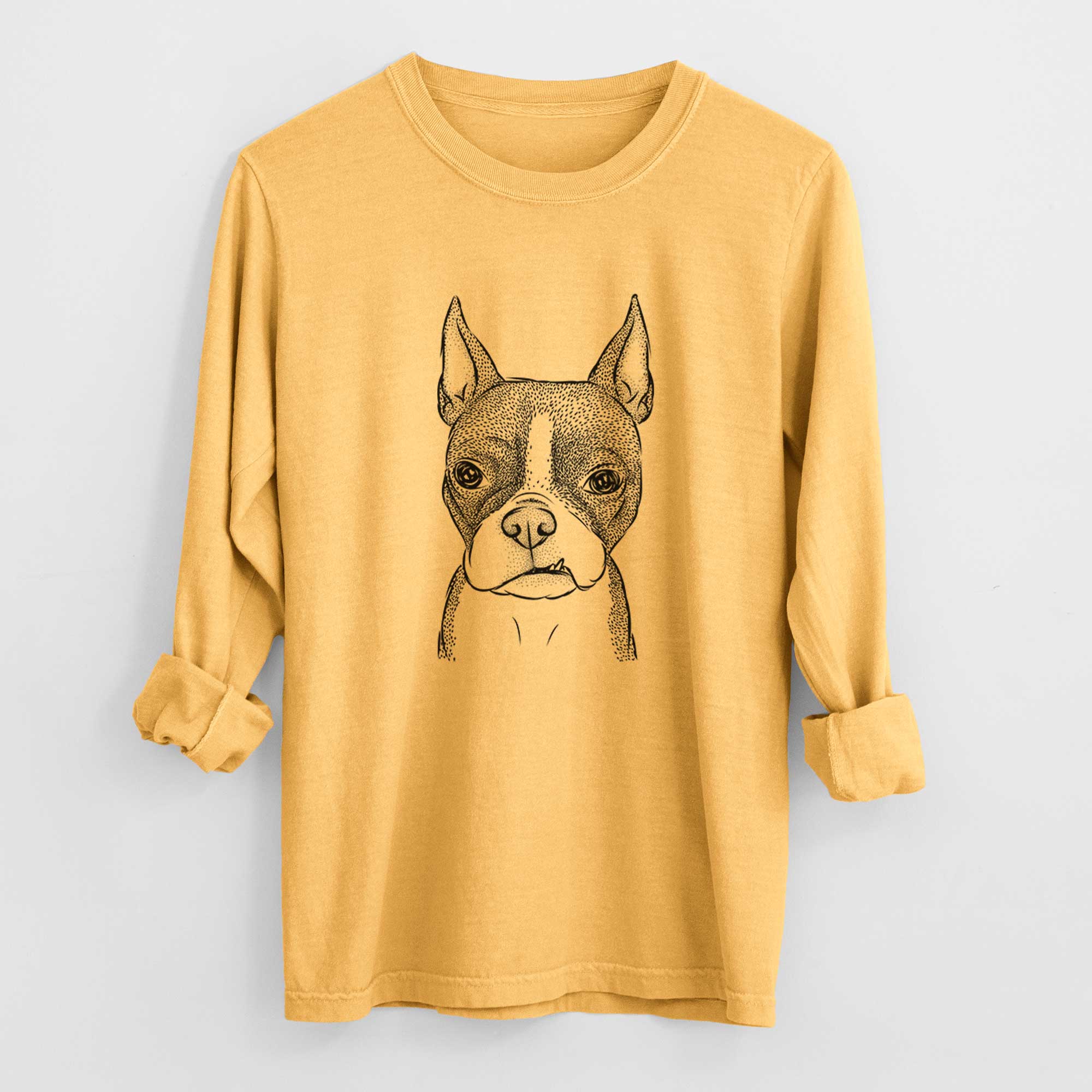 Bare Bean the Boston Terrier - Men's Heavyweight 100% Cotton Long Sleeve