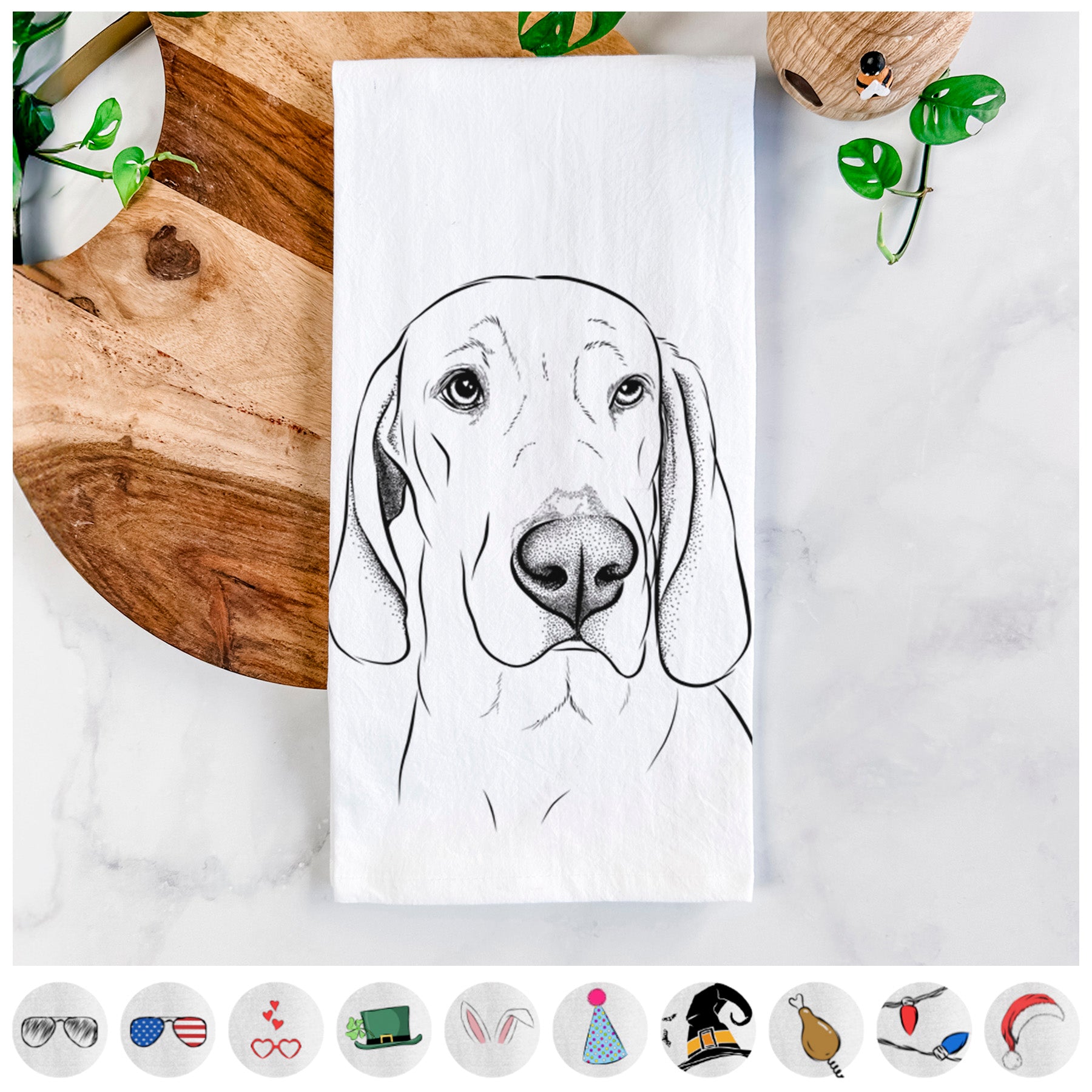 Beauregard the American Redbone Coonhound Tea Towel