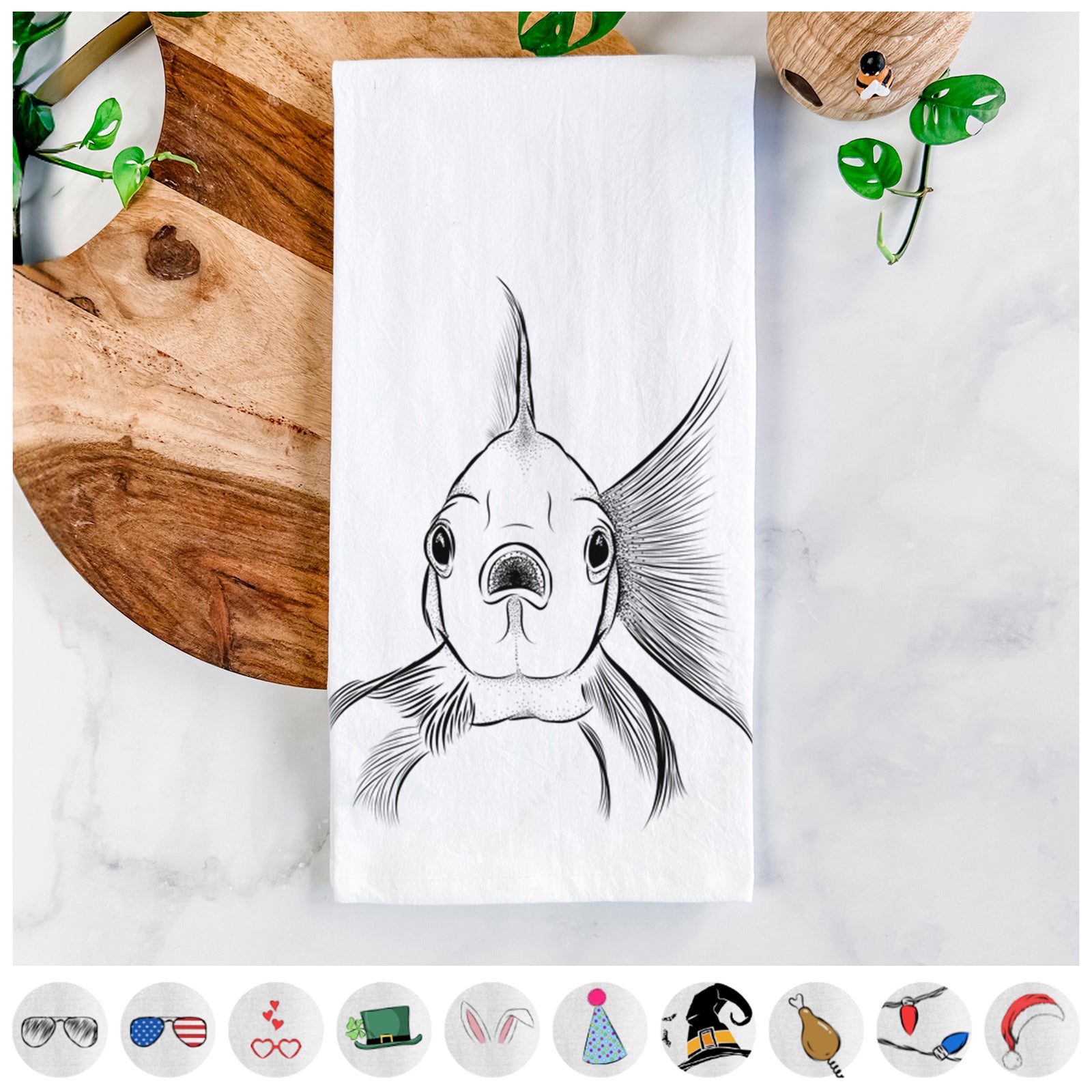 Beefcake the Goldfish Tea Towel