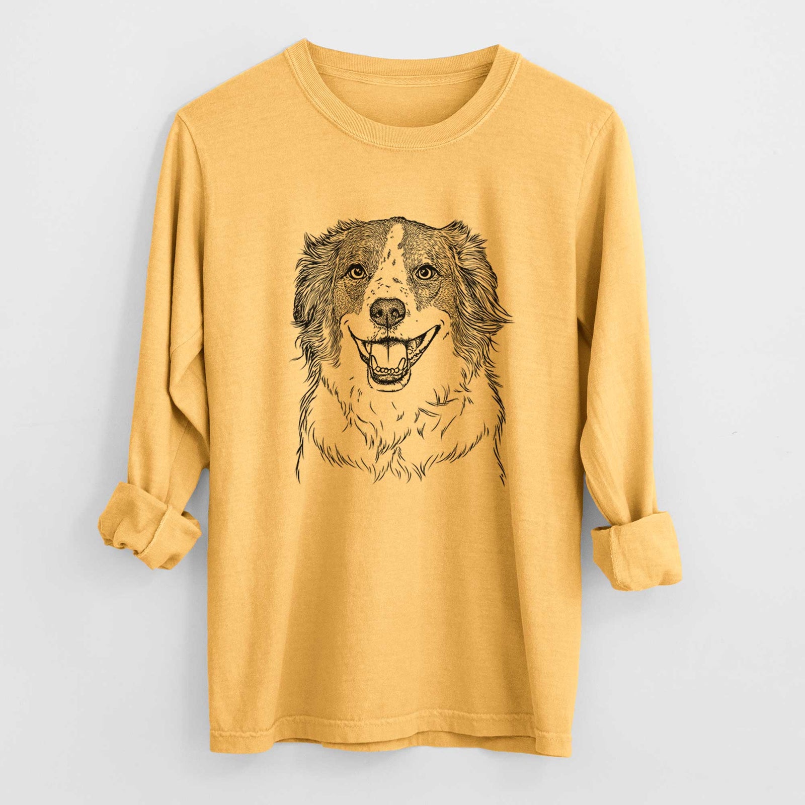 Bare Belle the Australian Shepherd Mix - Men's Heavyweight 100% Cotton Long Sleeve
