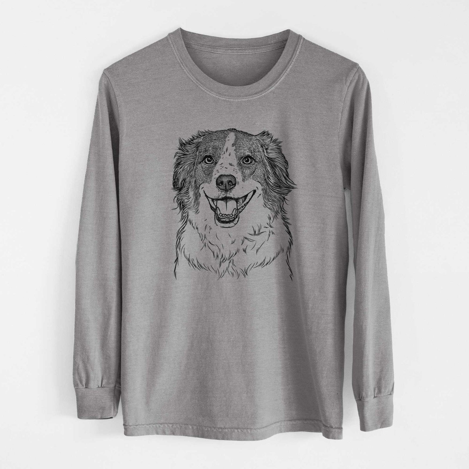 Bare Belle the Australian Shepherd Mix - Men's Heavyweight 100% Cotton Long Sleeve