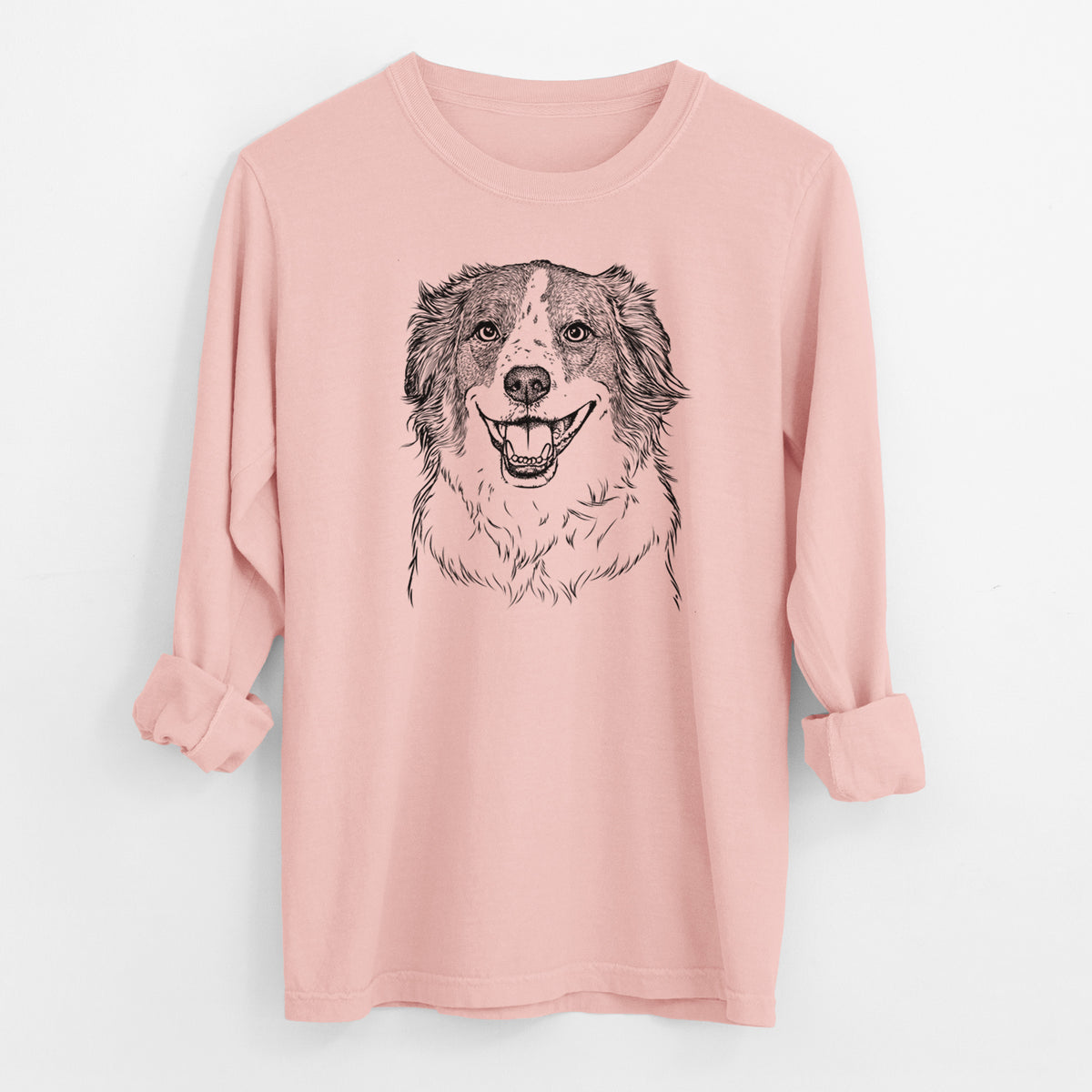 Bare Belle the Australian Shepherd Mix - Men's Heavyweight 100% Cotton Long Sleeve