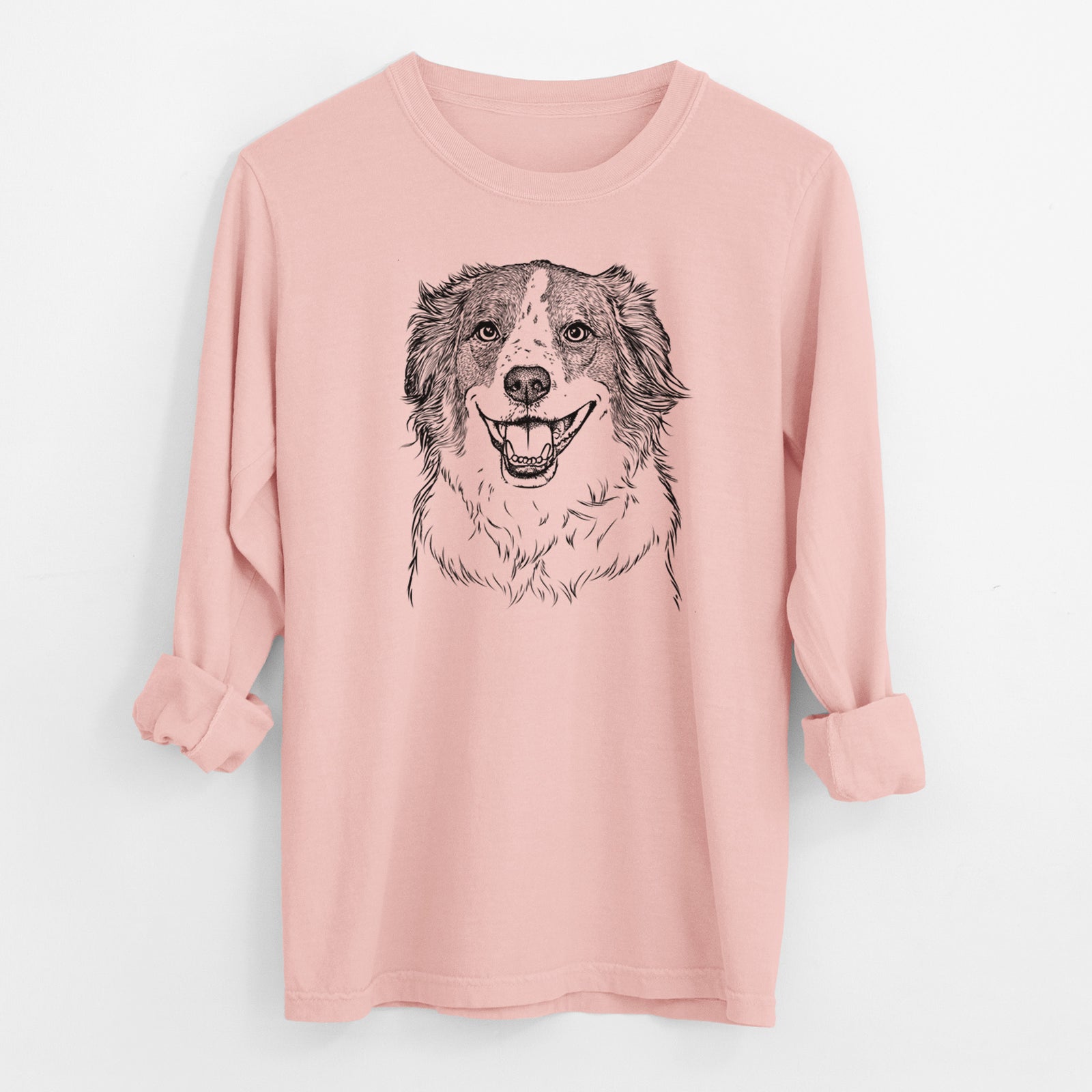 Bare Belle the Australian Shepherd Mix - Men's Heavyweight 100% Cotton Long Sleeve