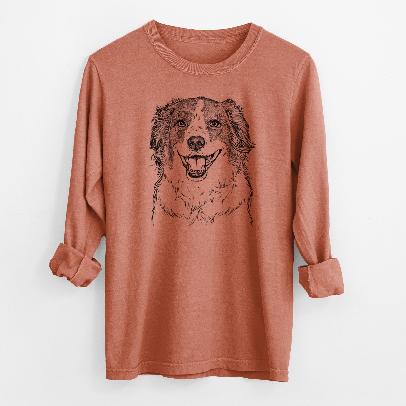 Bare Belle the Australian Shepherd Mix - Men's Heavyweight 100% Cotton Long Sleeve