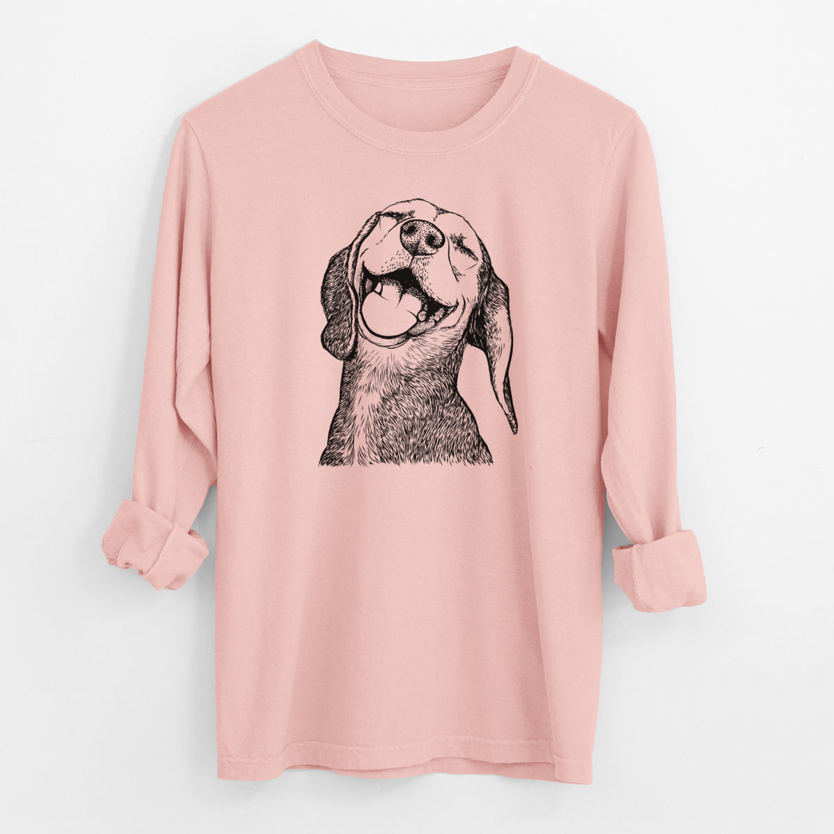 Bare Belle the Hound Mix - Men's Heavyweight 100% Cotton Long Sleeve