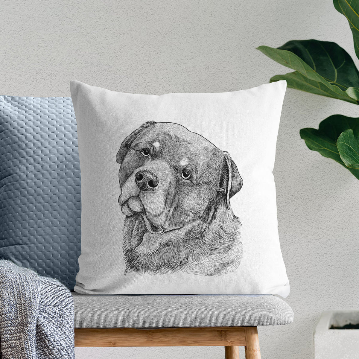 Bender the Rottweiler - Throw Pillow Cover