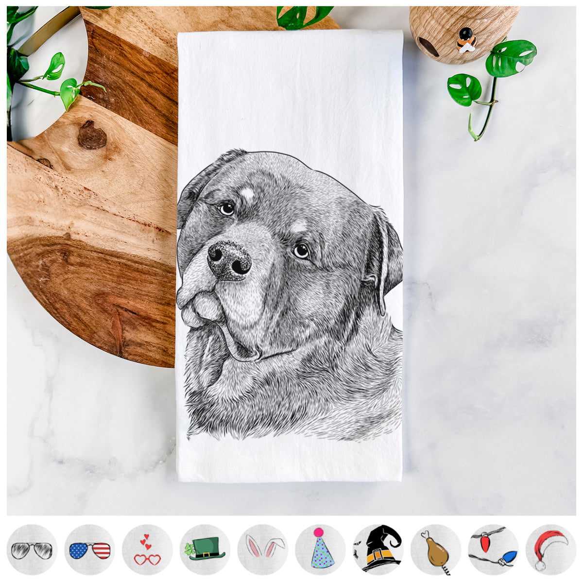 Bender the Rottweiler Tea Towel