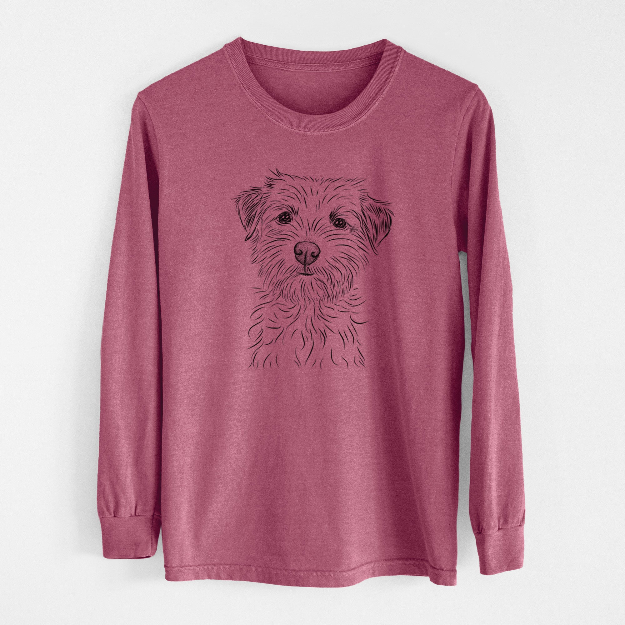 Bare Benjamin the Border Terrier - Men's Heavyweight 100% Cotton Long Sleeve