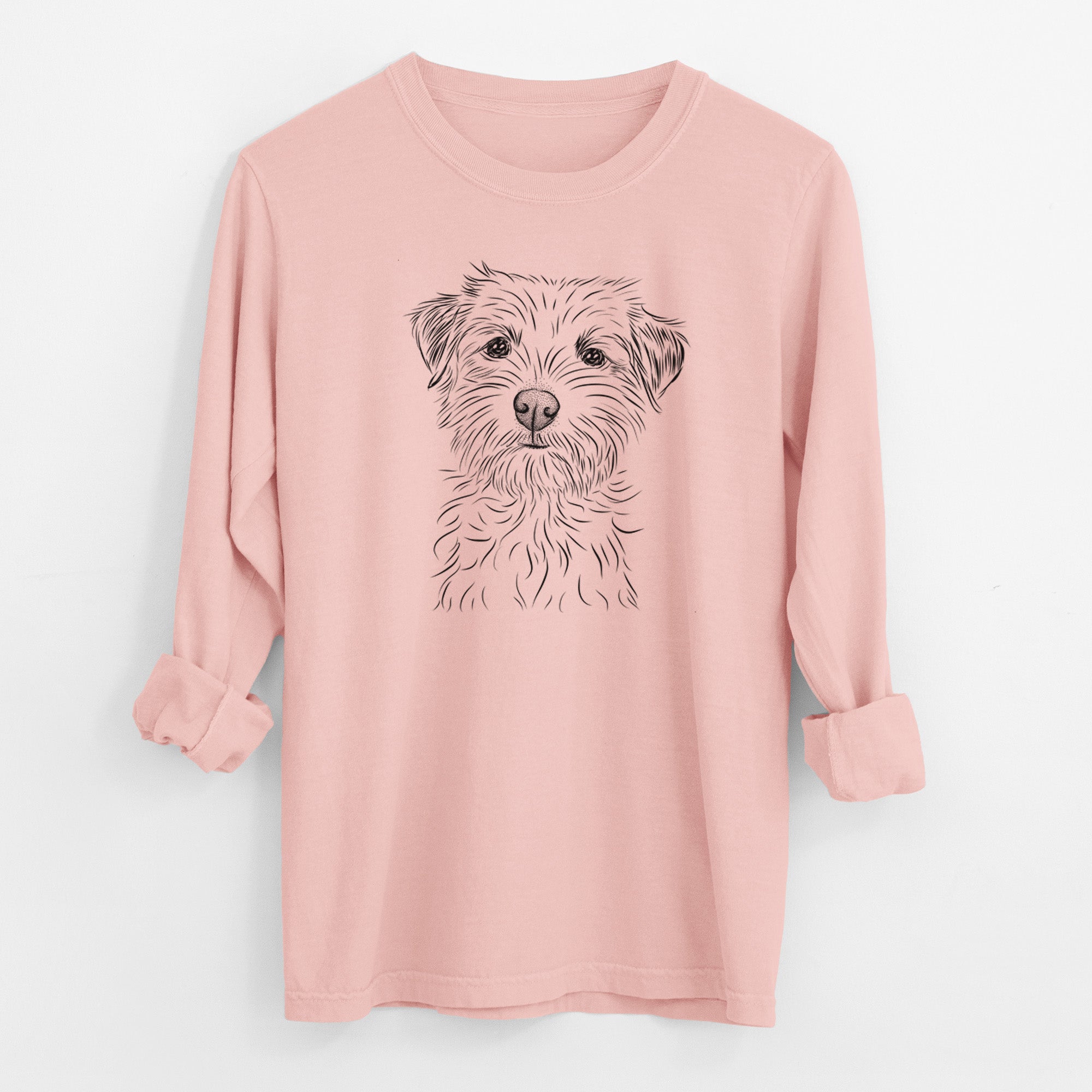 Bare Benjamin the Border Terrier - Men's Heavyweight 100% Cotton Long Sleeve